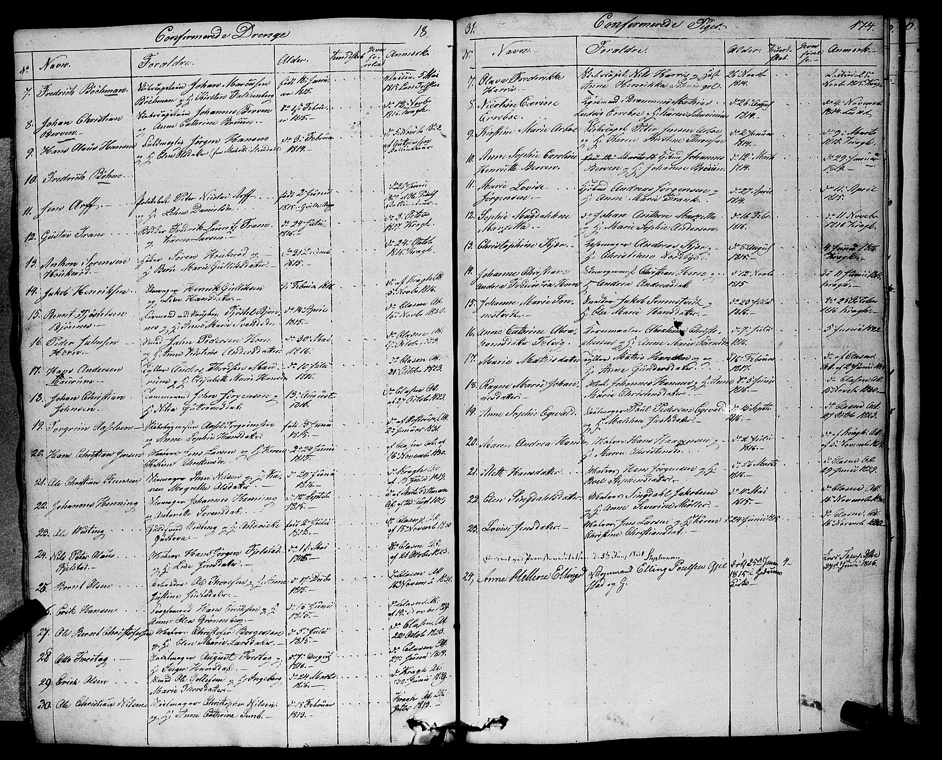Larvik kirkebøker, SAKO/A-352/F/Fa/L0002: Parish register (official) no. I 2, 1825-1847, p. 174