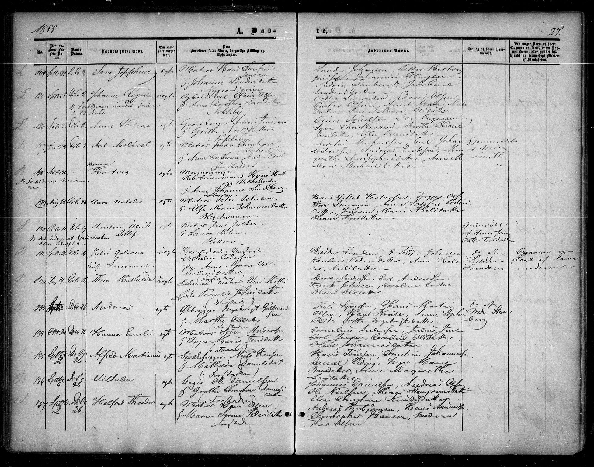 Glemmen prestekontor Kirkebøker, SAO/A-10908/F/Fa/L0007: Parish register (official) no. 7, 1853-1862, p. 27