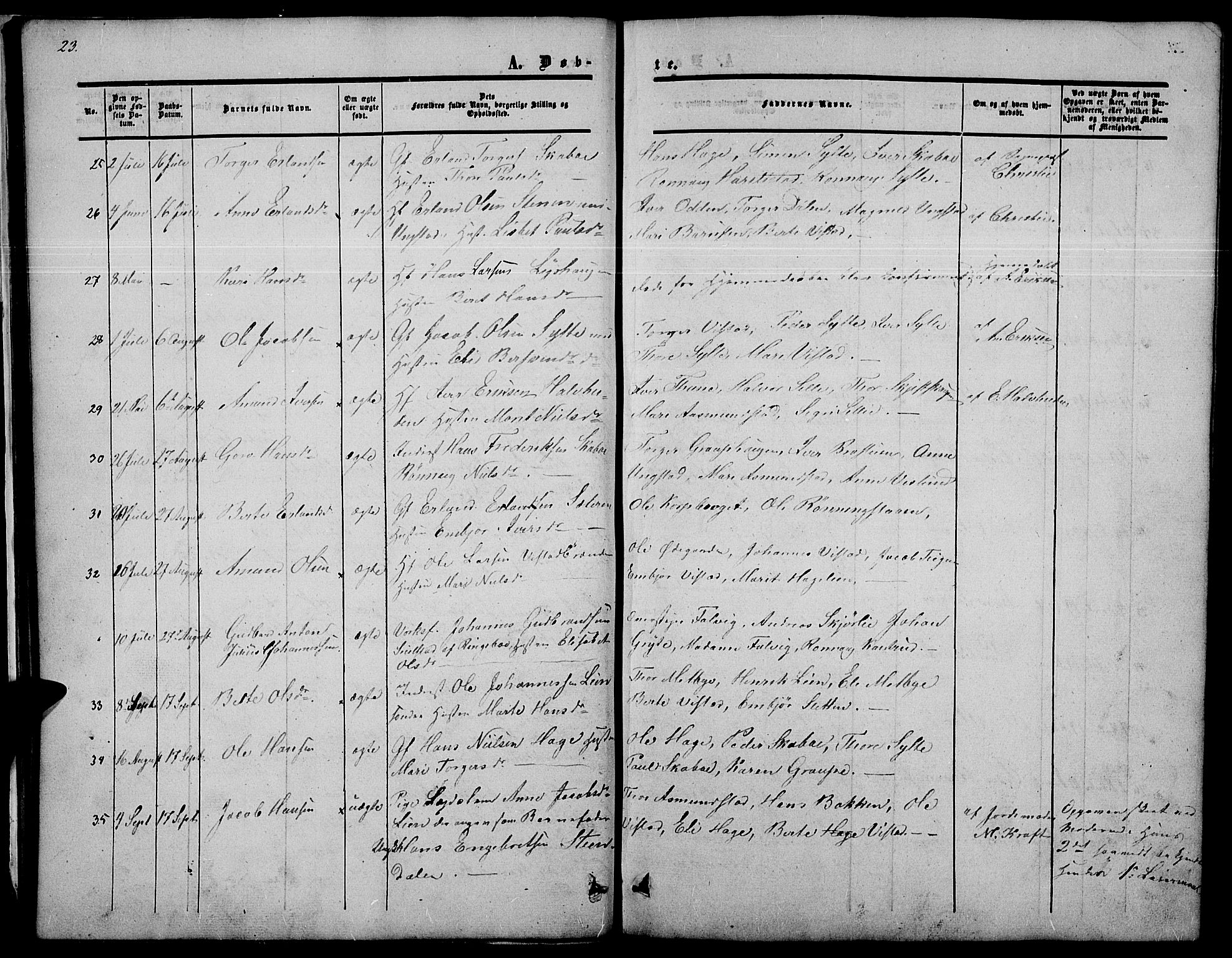 Nord-Fron prestekontor, AV/SAH-PREST-080/H/Ha/Hab/L0002: Parish register (copy) no. 2, 1851-1883, p. 23