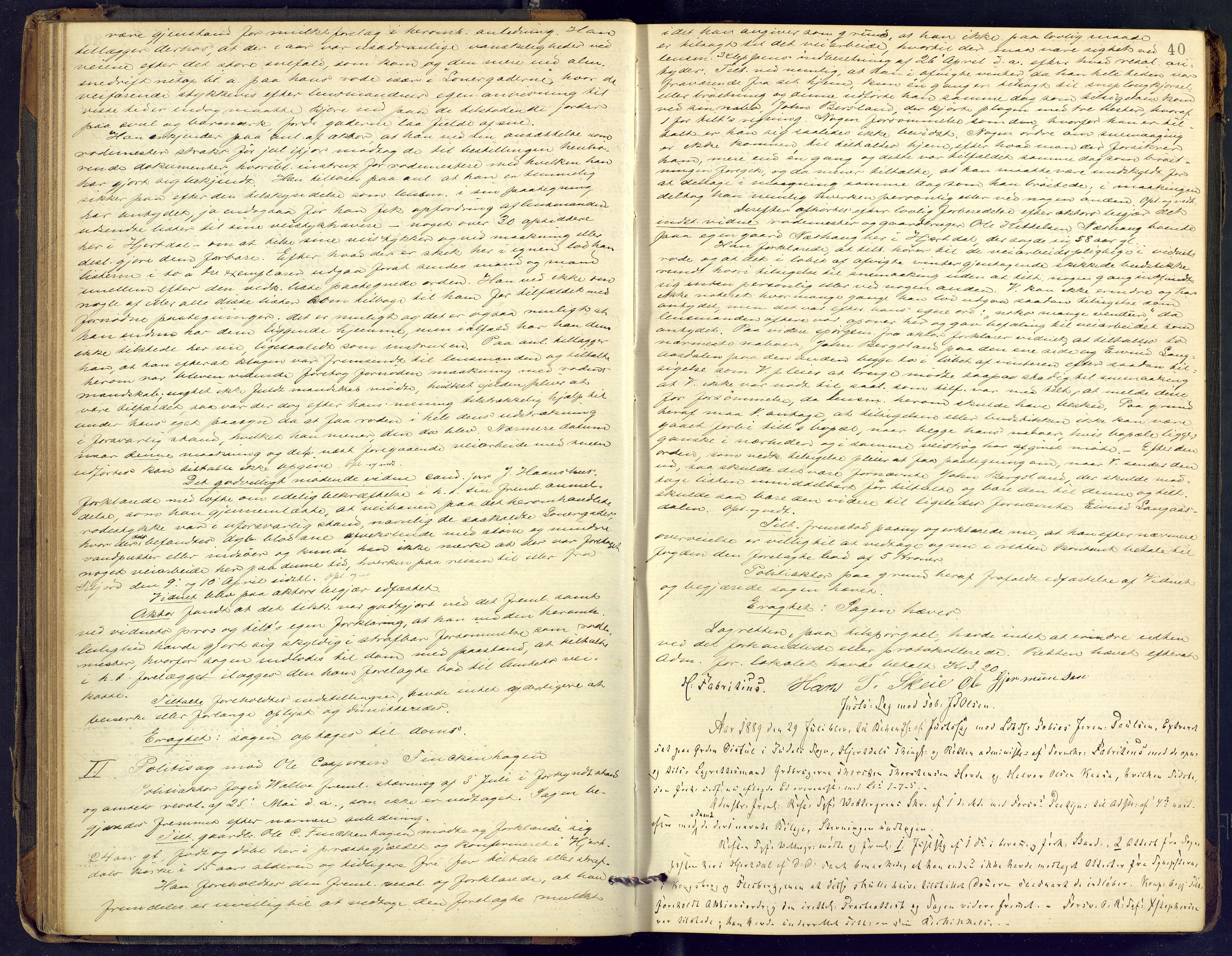 Øvre Telemark østfjelske sorenskriveri, AV/SAKO-A-213/F/Fc/Fcb/L0011: Ekstrarettsprotokoll, straffesaker, 1888-1897, p. 40