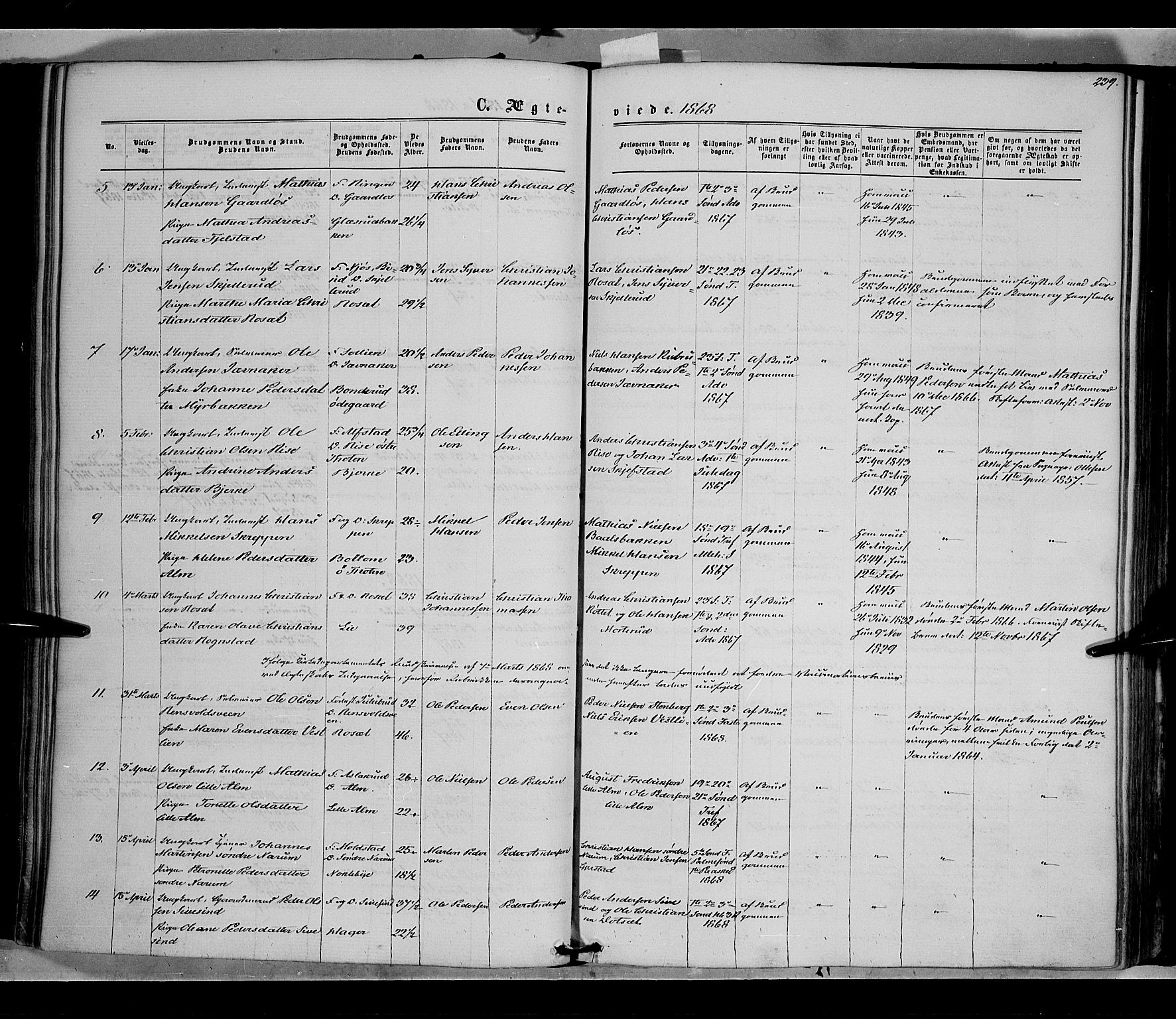 Vestre Toten prestekontor, AV/SAH-PREST-108/H/Ha/Haa/L0007: Parish register (official) no. 7, 1862-1869, p. 239