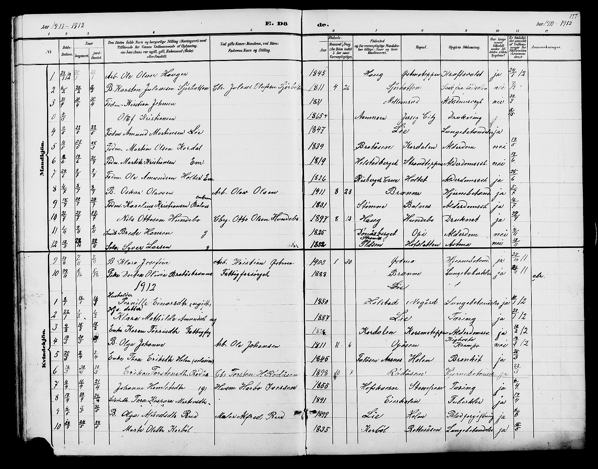 Hof prestekontor, AV/SAH-PREST-038/H/Ha/Hab/L0001: Parish register (copy) no. 1, 1895-1914, p. 177