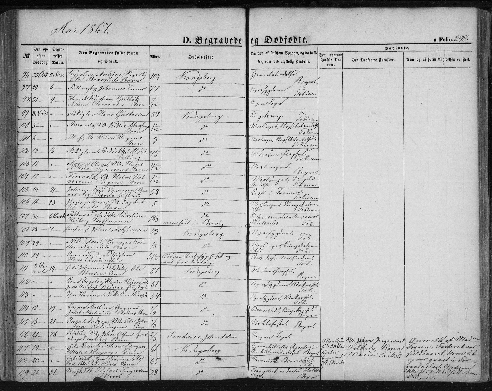 Kongsberg kirkebøker, AV/SAKO-A-22/F/Fa/L0010: Parish register (official) no. I 10, 1859-1875, p. 298
