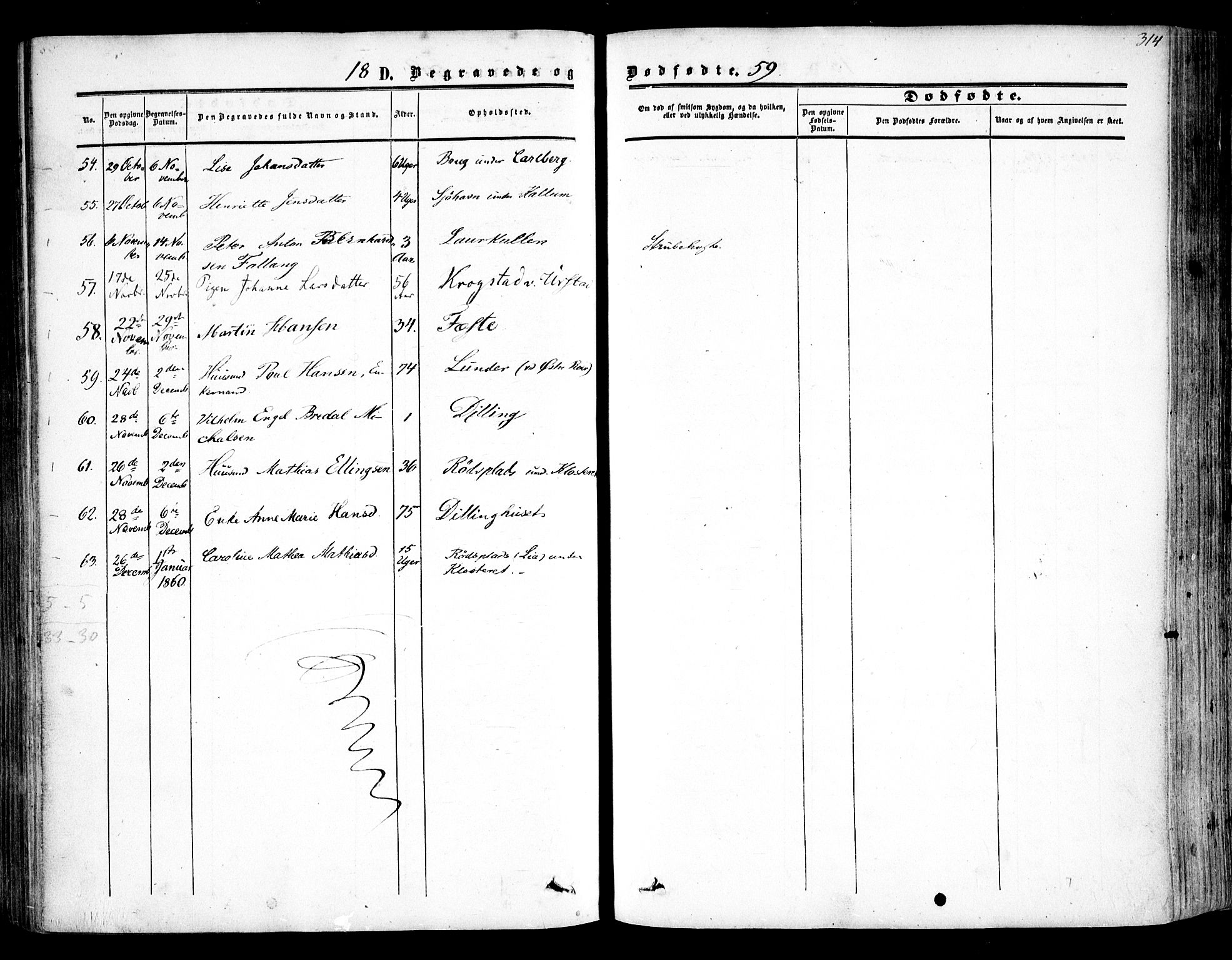 Rygge prestekontor Kirkebøker, AV/SAO-A-10084b/F/Fa/L0005: Parish register (official) no. 5, 1852-1871, p. 314