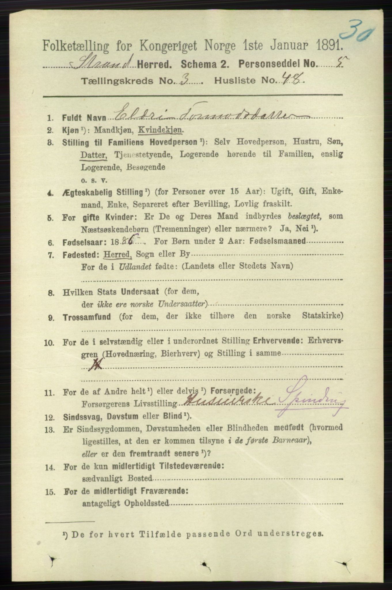 RA, 1891 census for 1130 Strand, 1891, p. 990