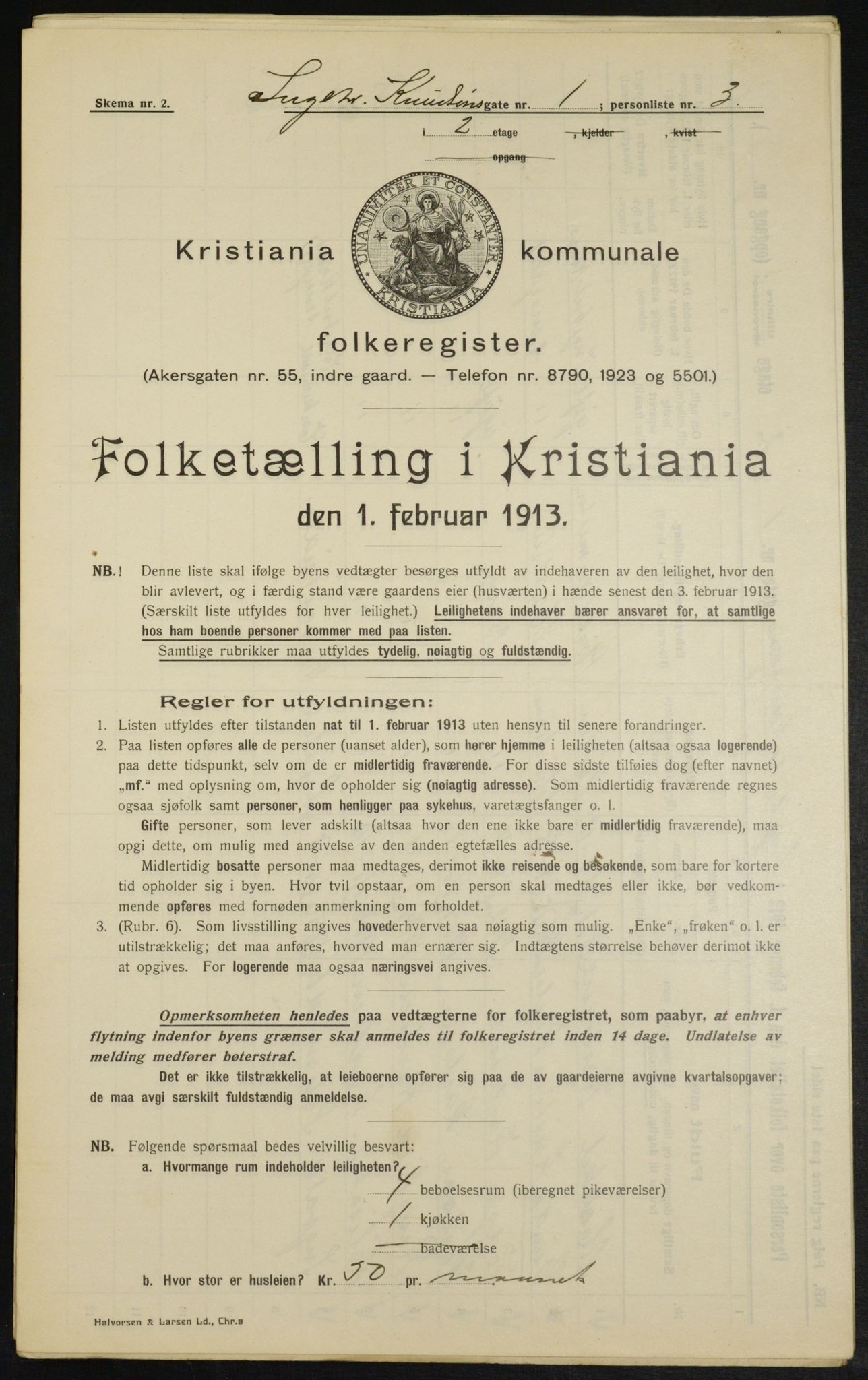 OBA, Municipal Census 1913 for Kristiania, 1913, p. 43641