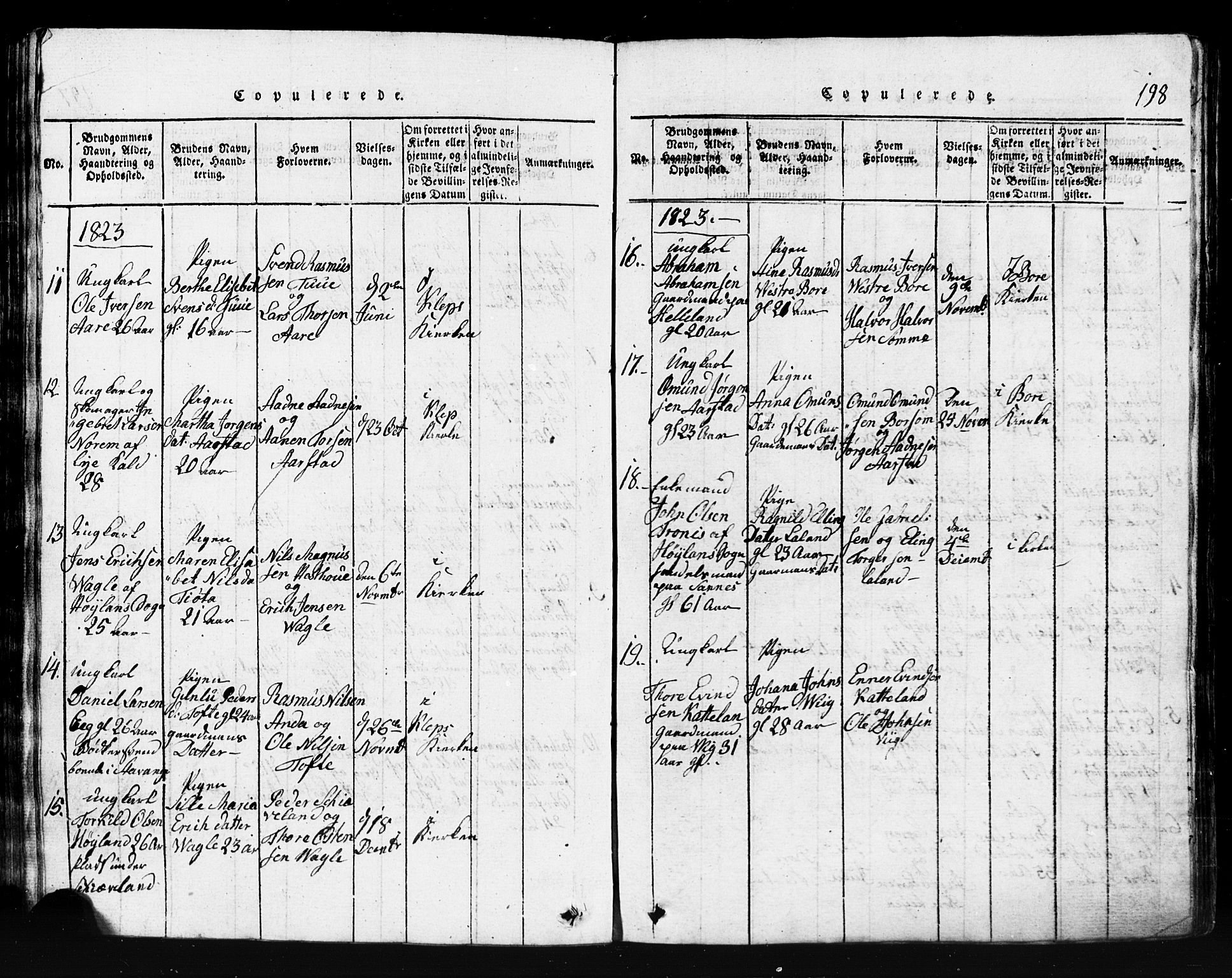 Klepp sokneprestkontor, AV/SAST-A-101803/001/3/30BB/L0001: Parish register (copy) no.  B 1, 1816-1859, p. 198