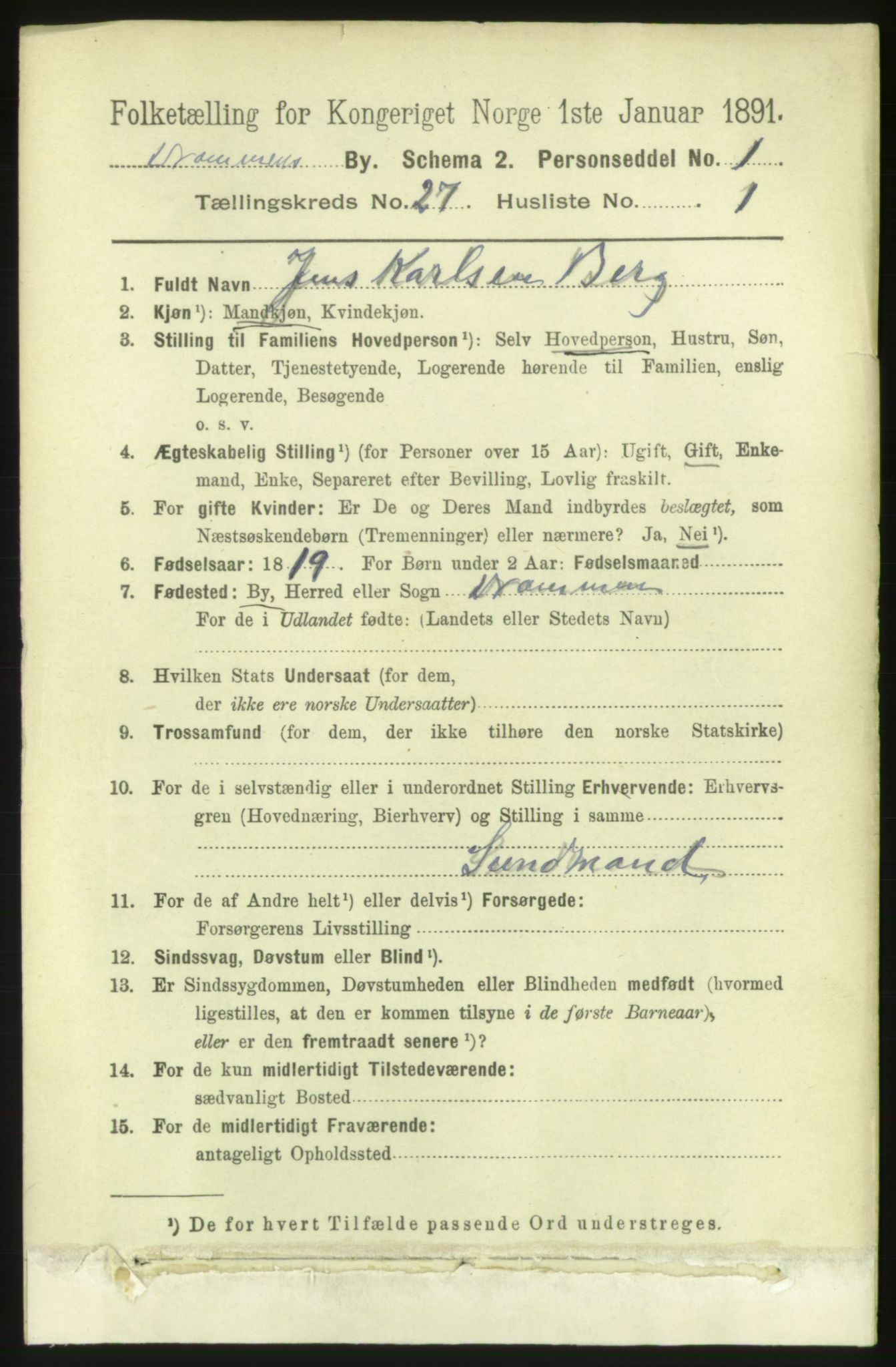 RA, 1891 census for 0602 Drammen, 1891, p. 16318