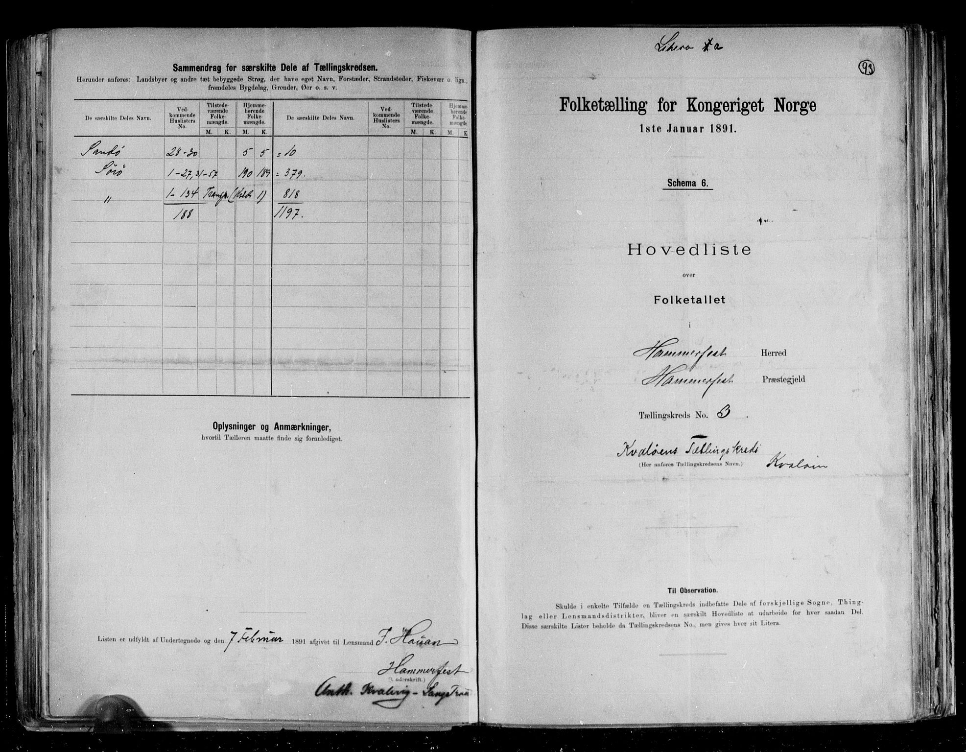 RA, 1891 census for 2016 Hammerfest, 1891, p. 8