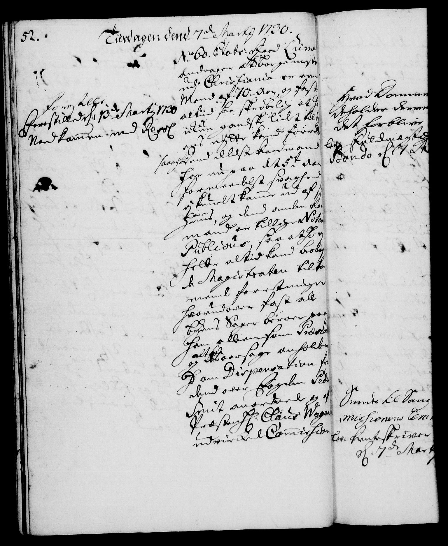 Rentekammeret, Kammerkanselliet, AV/RA-EA-3111/G/Gh/Gha/L0012: Norsk ekstraktmemorialprotokoll (merket RK 53.57), 1730, p. 52