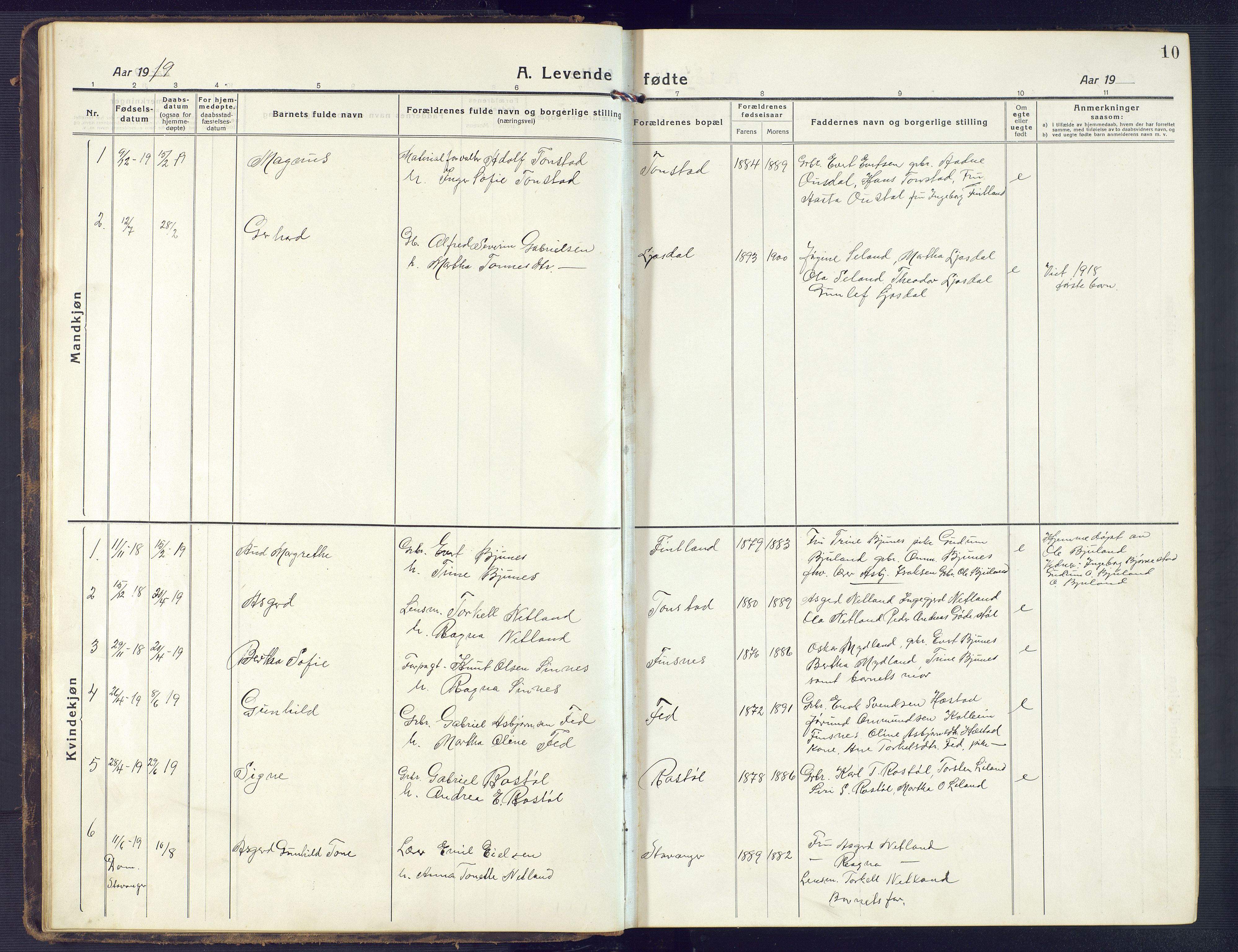 Sirdal sokneprestkontor, SAK/1111-0036/F/Fb/Fbb/L0005: Parish register (copy) no. B 5, 1916-1960, p. 10