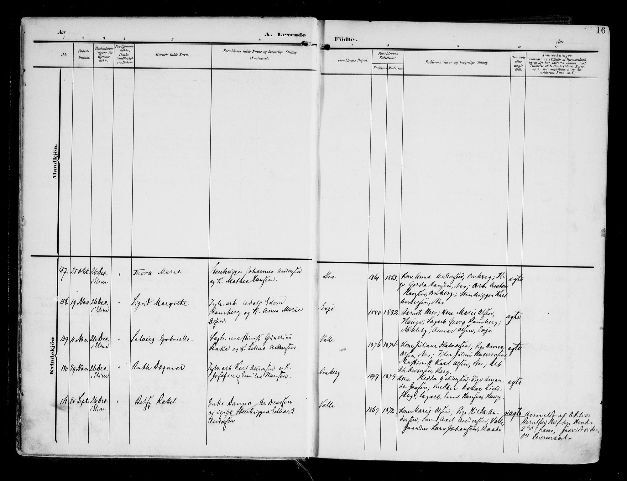 Tune prestekontor Kirkebøker, AV/SAO-A-2007/F/Fa/L0020: Parish register (official) no. 20, 1904-1909, p. 16