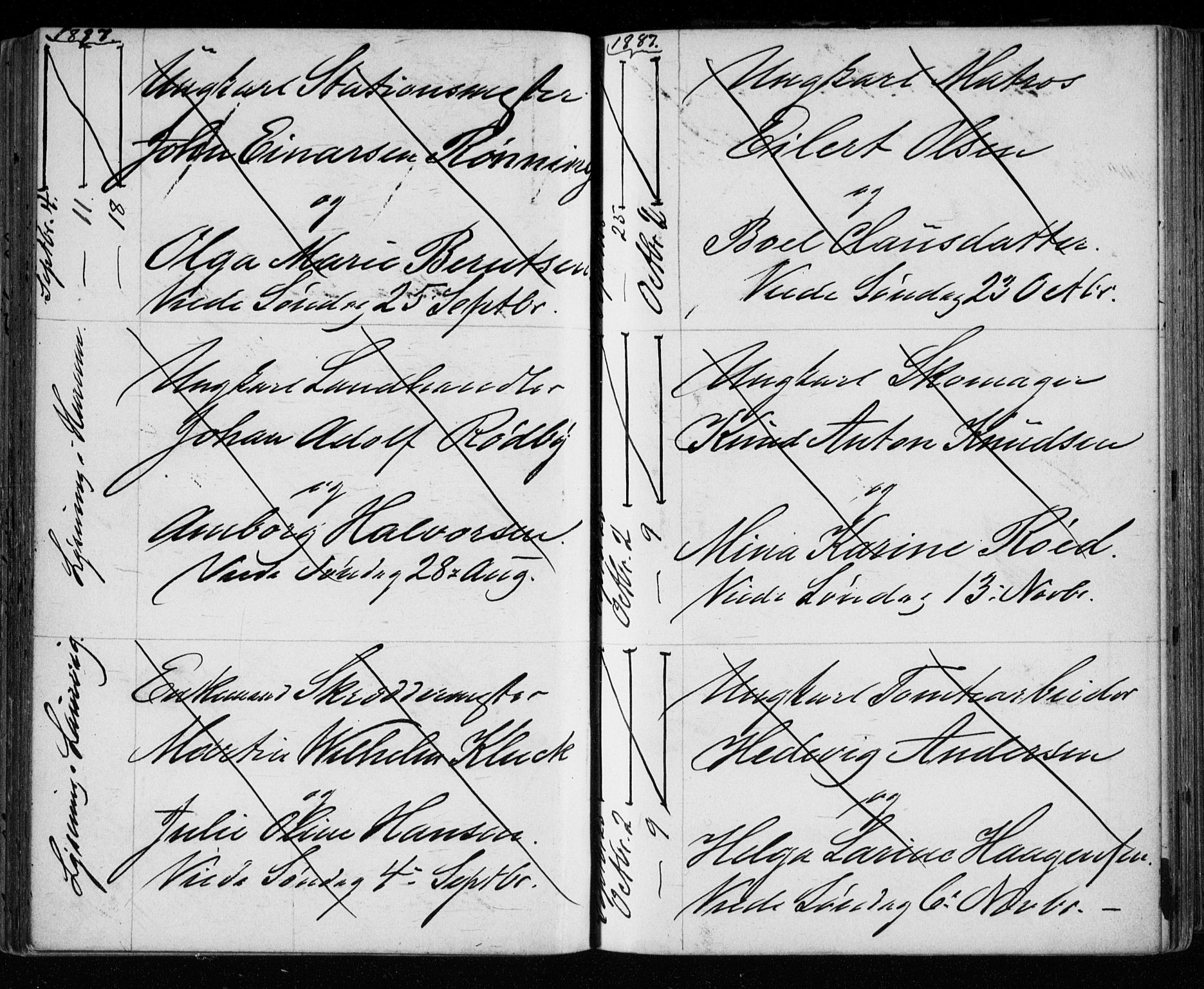 Bragernes kirkebøker, AV/SAKO-A-6/H/Ha/L0006: Banns register no. 6, 1873-1896