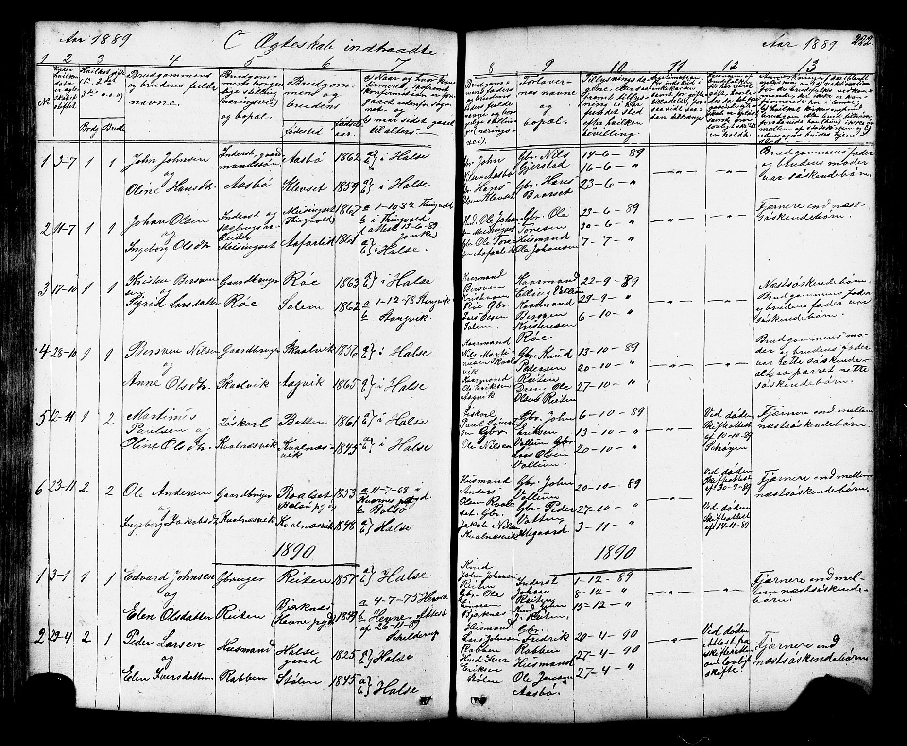 Ministerialprotokoller, klokkerbøker og fødselsregistre - Møre og Romsdal, AV/SAT-A-1454/576/L0890: Parish register (copy) no. 576C01, 1837-1908, p. 222