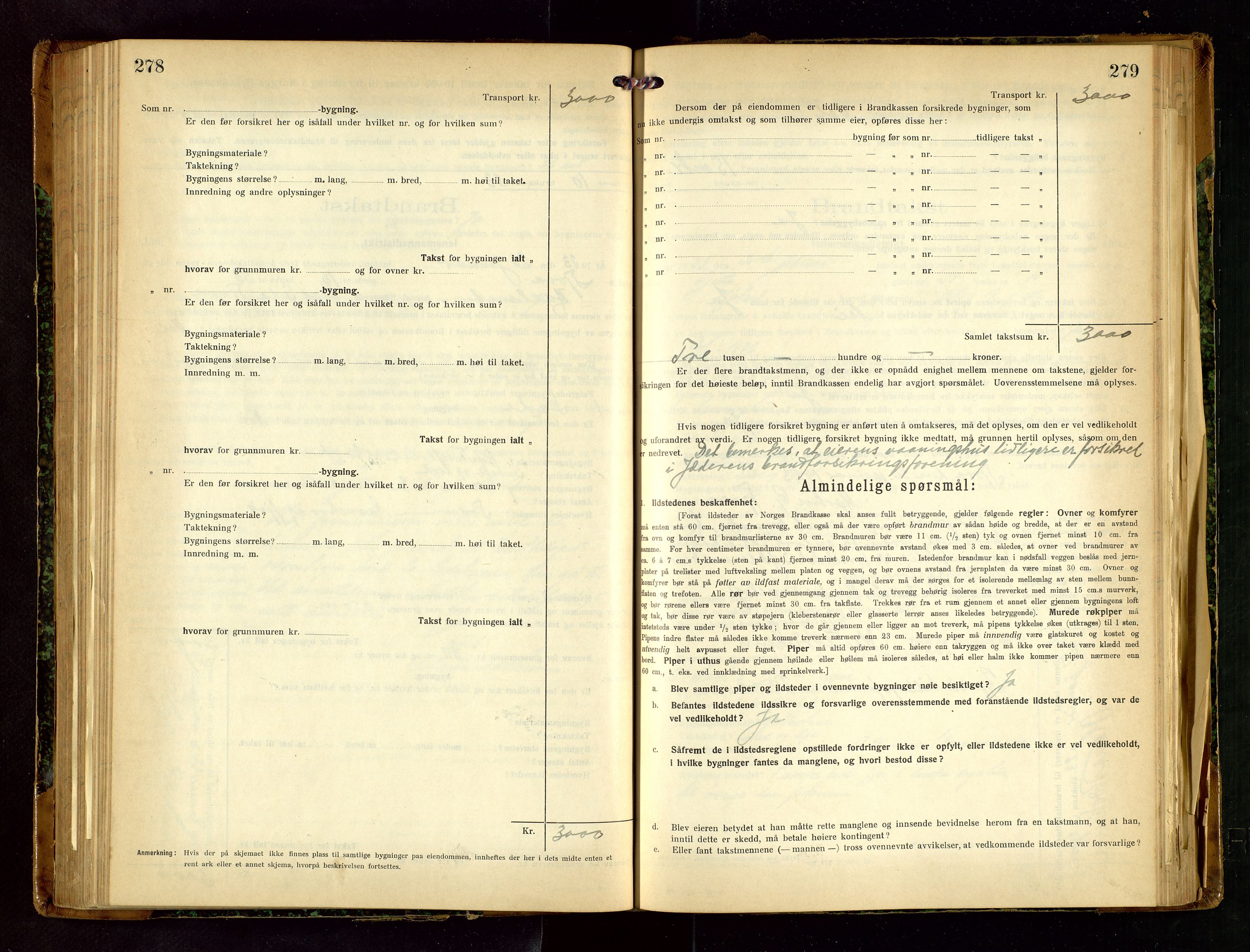 Håland lensmannskontor, AV/SAST-A-100100/Gob/L0007: Branntakstprotokoll - skjematakst. Register i boken., 1920-1925, p. 278-279