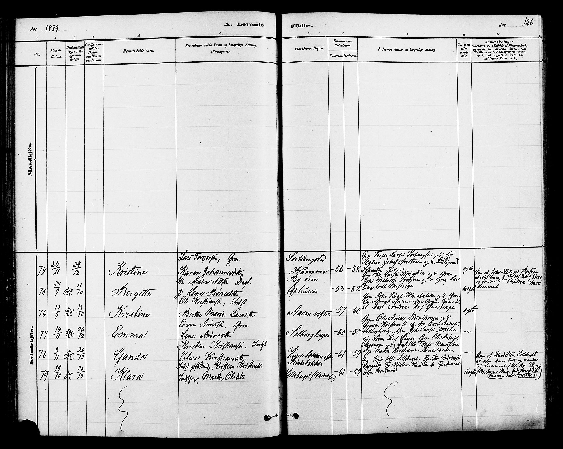 Ringsaker prestekontor, SAH/PREST-014/L/La/L0009: Parish register (copy) no. 9, 1879-1890, p. 126