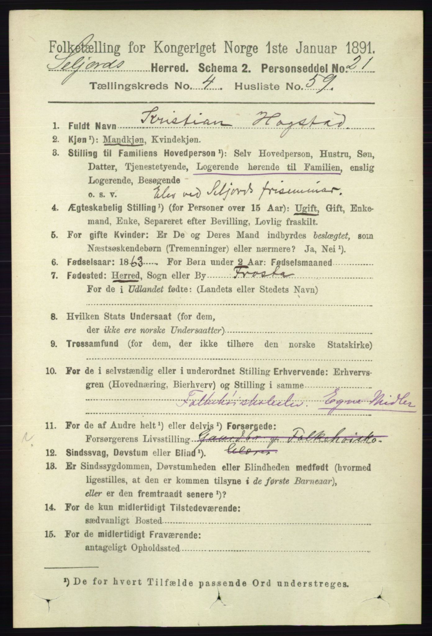 RA, 1891 census for 0828 Seljord, 1891, p. 1642