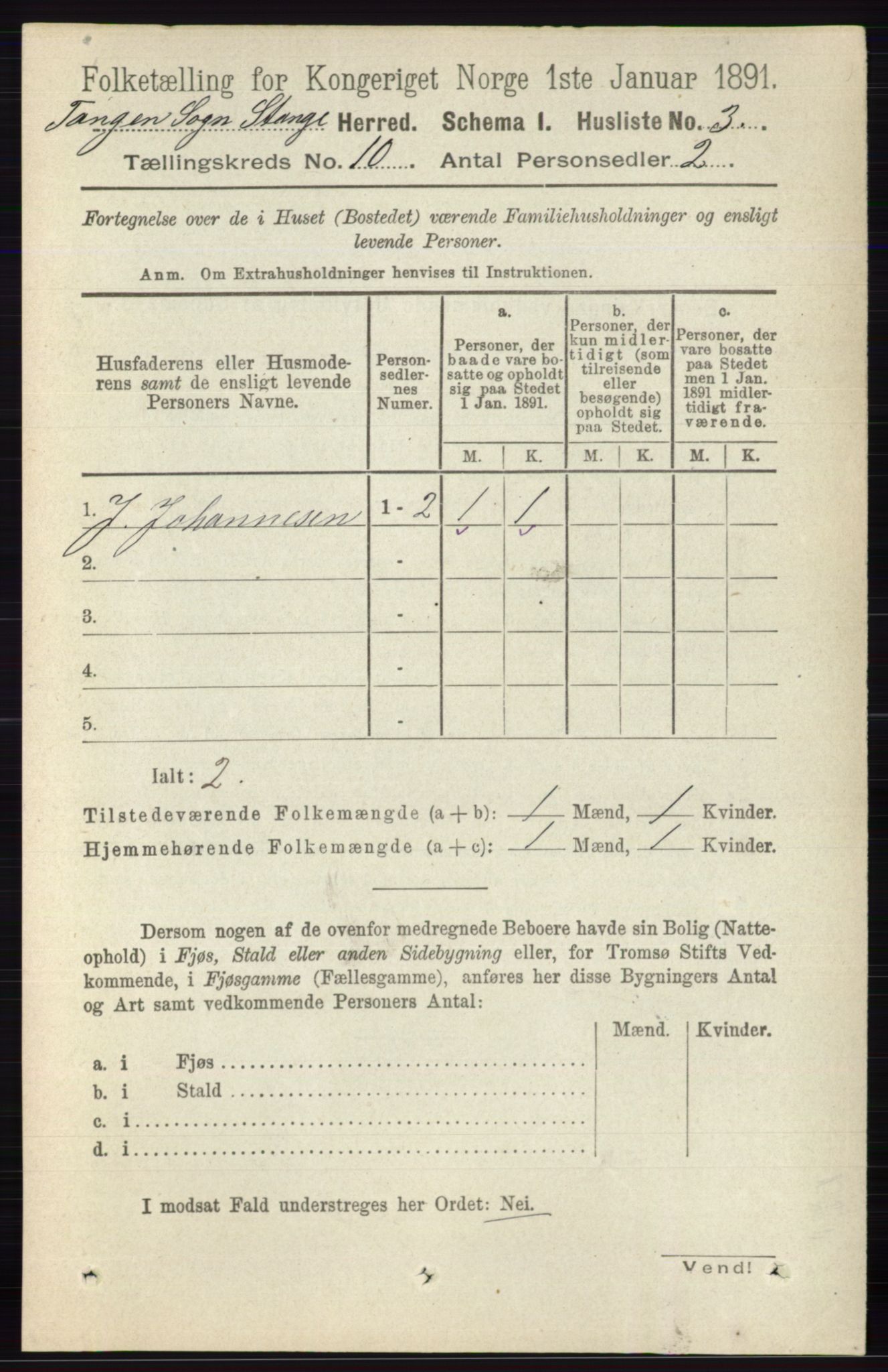 RA, 1891 census for 0417 Stange, 1891, p. 6686