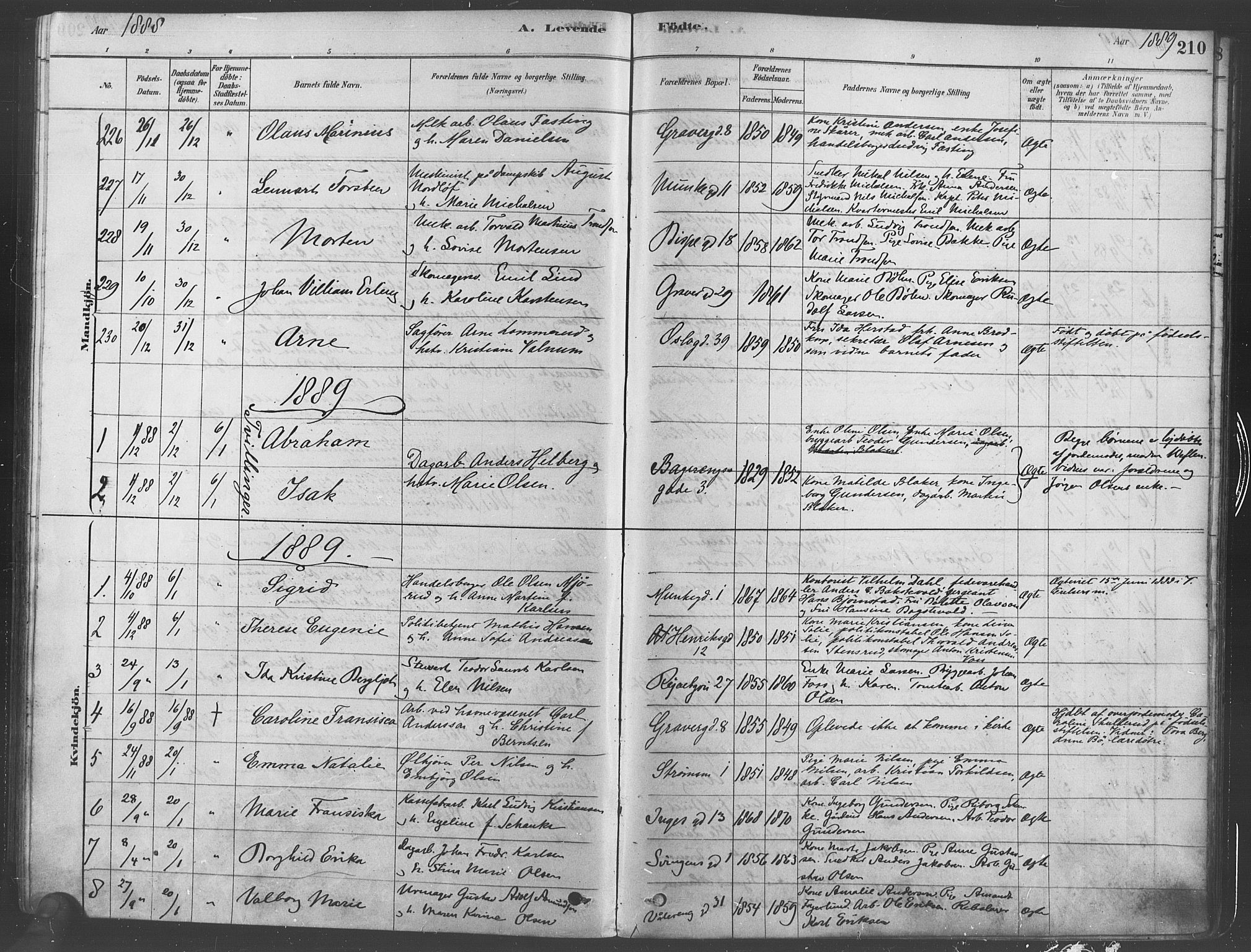 Gamlebyen prestekontor Kirkebøker, AV/SAO-A-10884/F/Fa/L0005: Parish register (official) no. 5, 1878-1889, p. 210