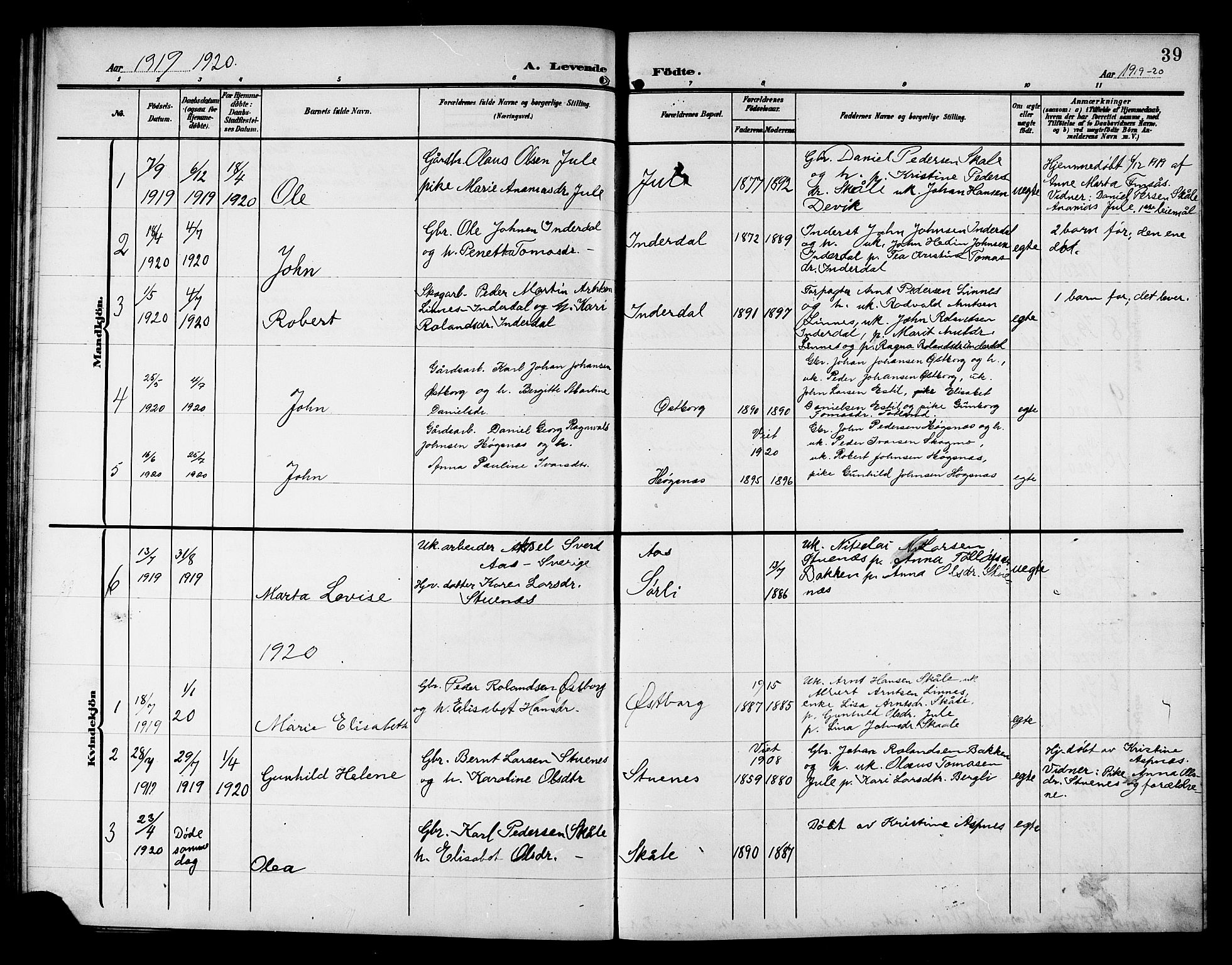 Ministerialprotokoller, klokkerbøker og fødselsregistre - Nord-Trøndelag, SAT/A-1458/757/L0506: Parish register (copy) no. 757C01, 1904-1922, p. 39