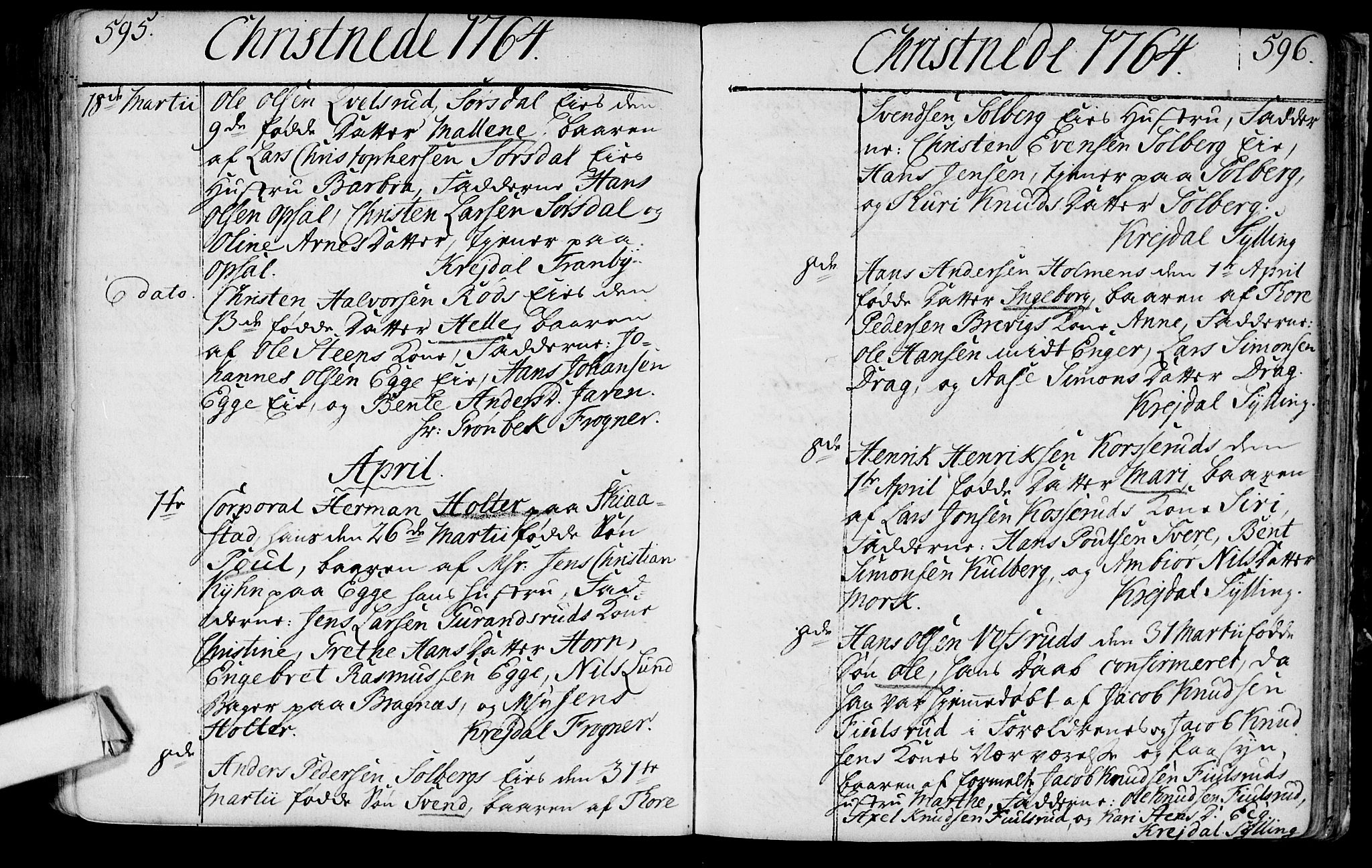 Lier kirkebøker, AV/SAKO-A-230/F/Fa/L0004: Parish register (official) no. I 4, 1749-1764, p. 595-596