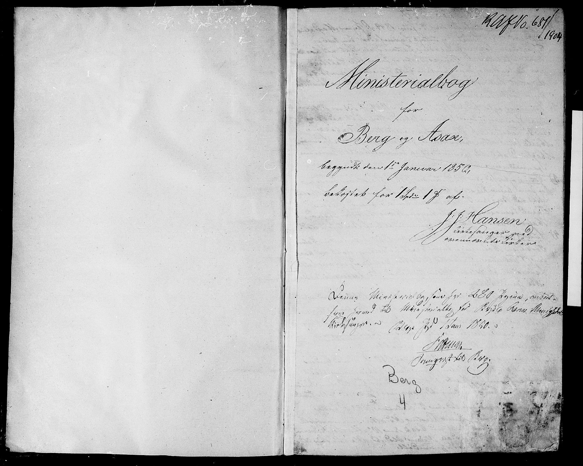 Berg prestekontor Kirkebøker, SAO/A-10902/G/Ga/L0003: Parish register (copy) no.  I 3, 1850-1866, p. 0-1