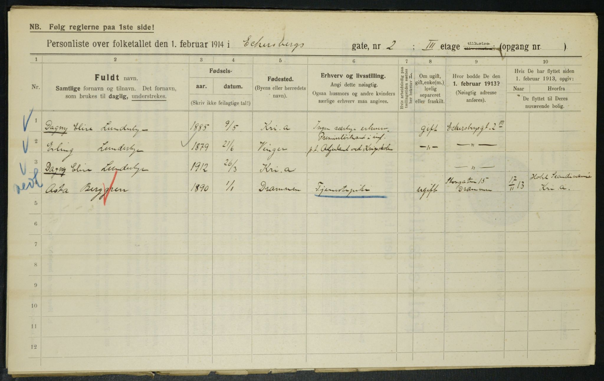 OBA, Municipal Census 1914 for Kristiania, 1914, p. 18377