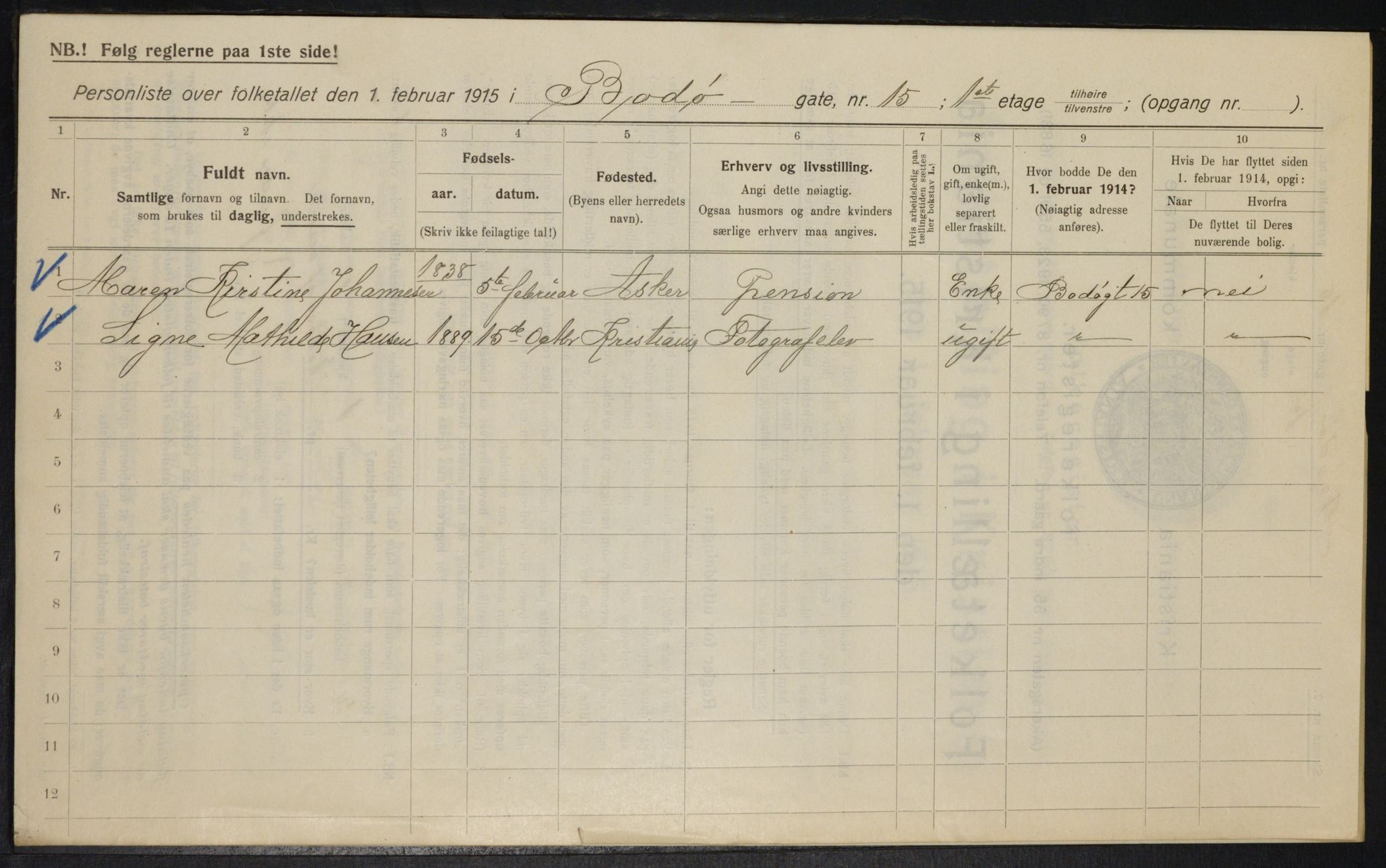 OBA, Municipal Census 1915 for Kristiania, 1915, p. 6806