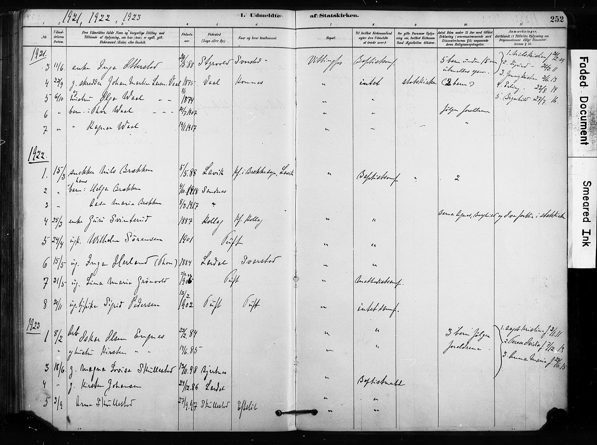 Sandsvær kirkebøker, AV/SAKO-A-244/F/Fc/L0001: Parish register (official) no. III 1, 1878-1923, p. 252