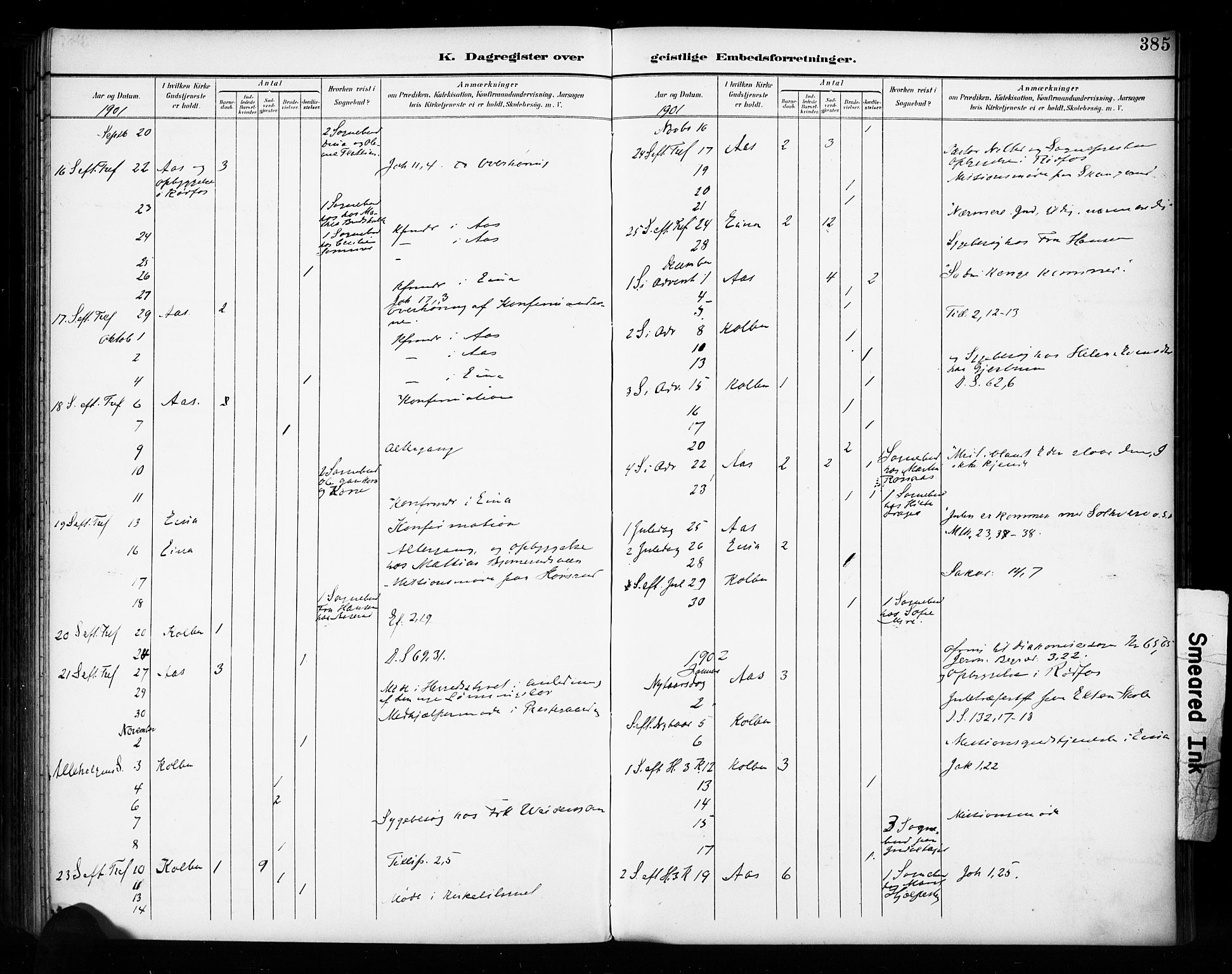 Vestre Toten prestekontor, SAH/PREST-108/H/Ha/Haa/L0011: Parish register (official) no. 11, 1895-1906, p. 385