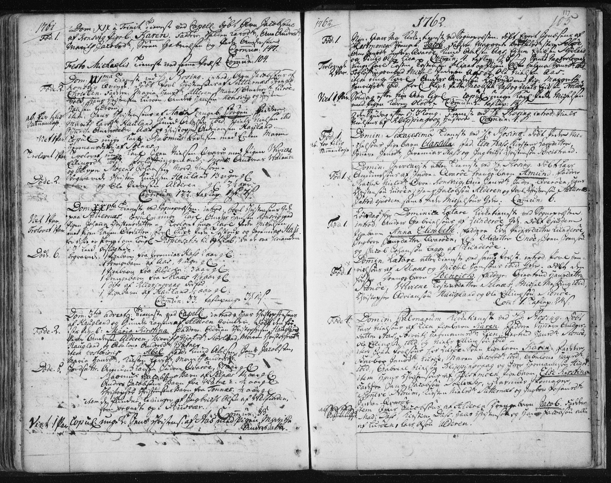 Ministerialprotokoller, klokkerbøker og fødselsregistre - Nordland, SAT/A-1459/841/L0587: Parish register (official) no. 841A02 /3, 1760-1767, p. 117