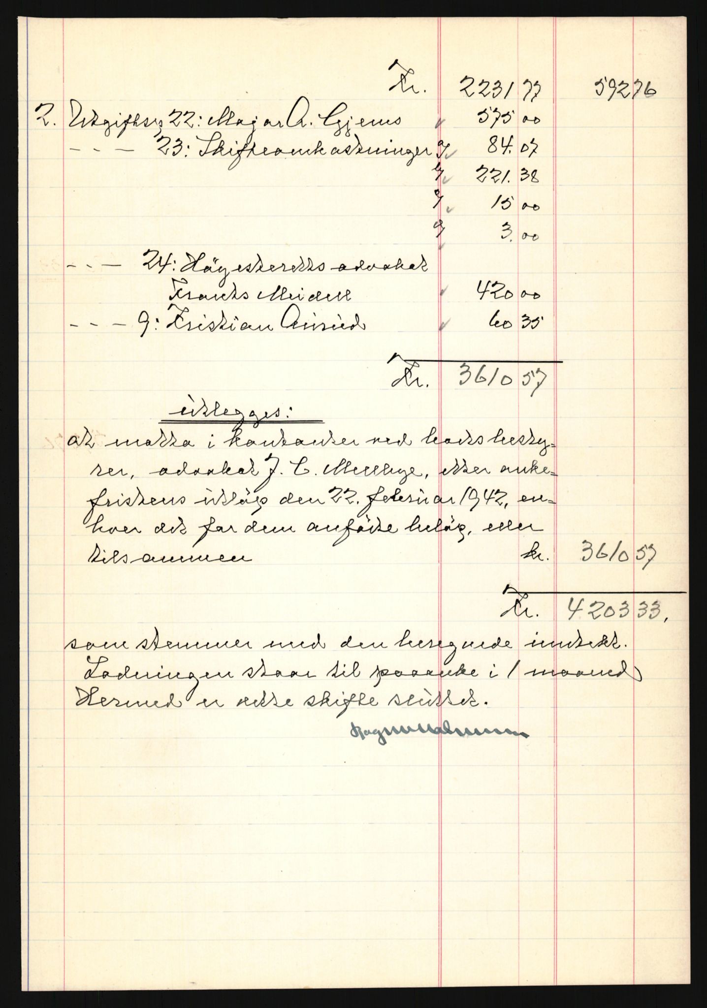 Oslo skifterett, AV/SAO-A-10383/H/Hd/Hdb/L0049: Skifteutlodningsprotokoll - avd. I, 1942