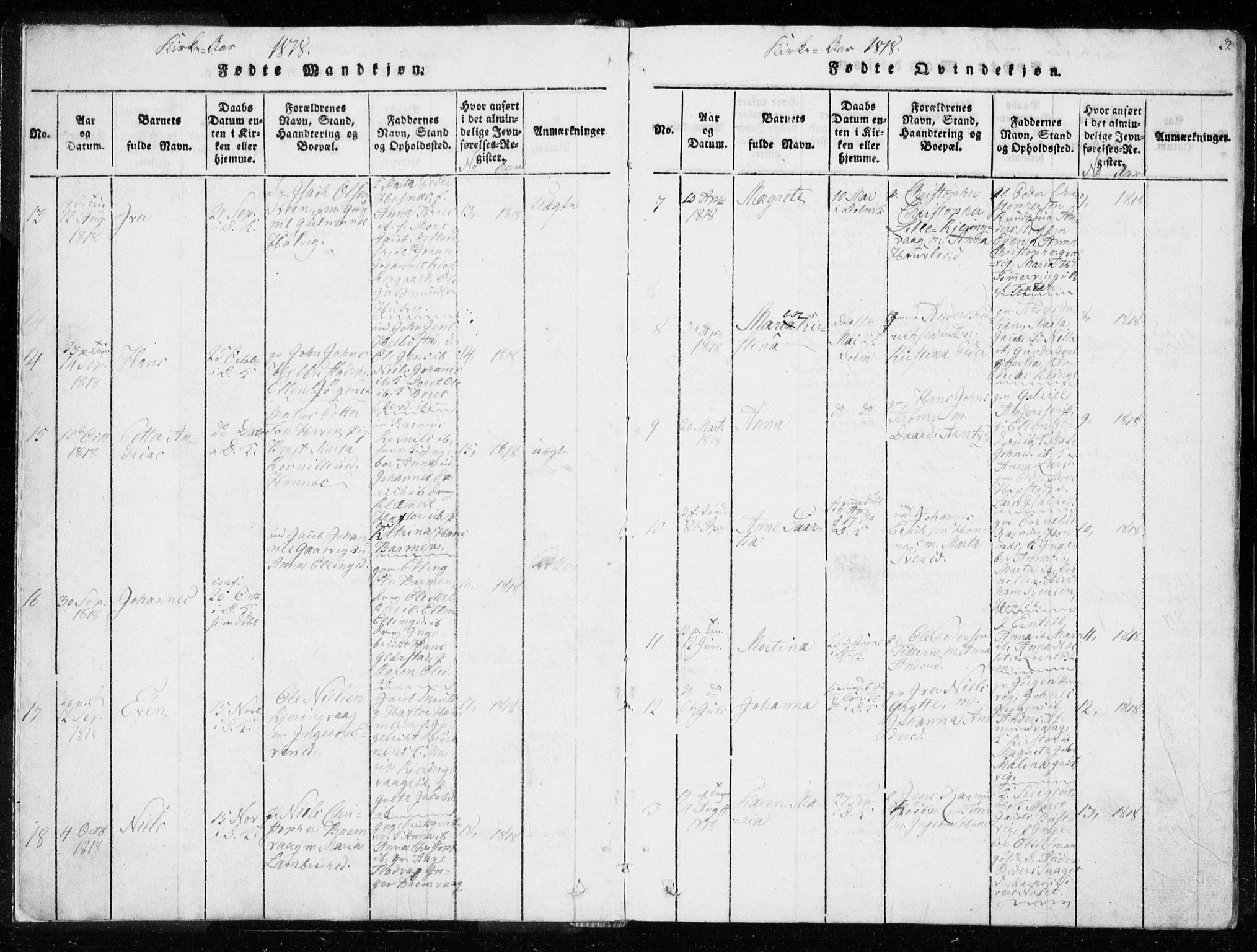 Ministerialprotokoller, klokkerbøker og fødselsregistre - Sør-Trøndelag, SAT/A-1456/634/L0527: Parish register (official) no. 634A03, 1818-1826, p. 3