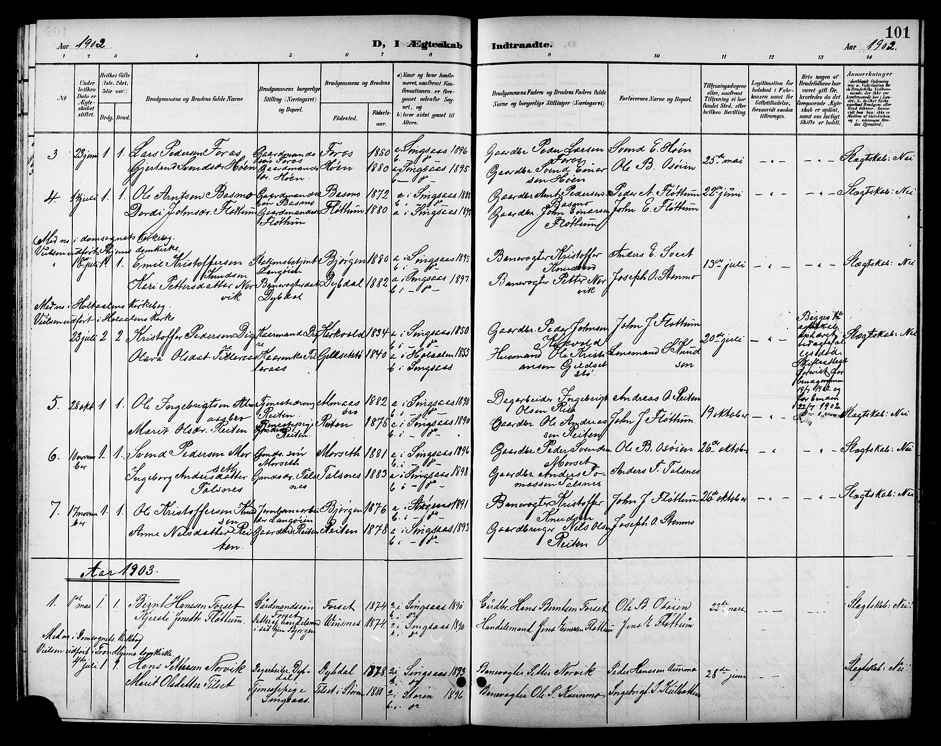 Ministerialprotokoller, klokkerbøker og fødselsregistre - Sør-Trøndelag, SAT/A-1456/688/L1029: Parish register (copy) no. 688C04, 1899-1915, p. 101