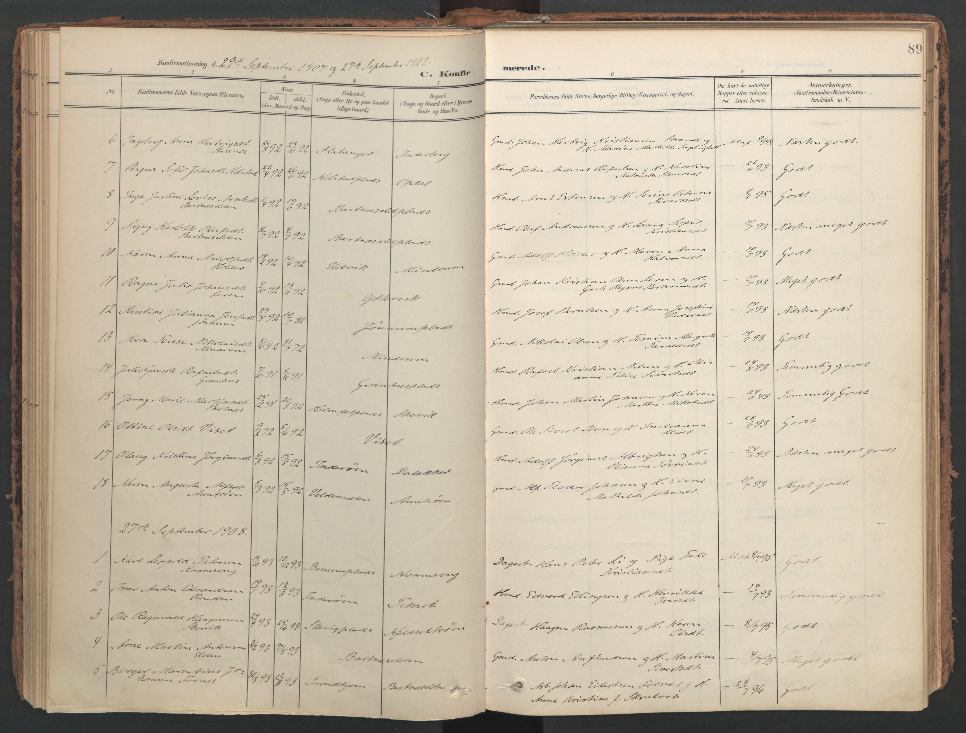 Ministerialprotokoller, klokkerbøker og fødselsregistre - Nord-Trøndelag, SAT/A-1458/741/L0397: Parish register (official) no. 741A11, 1901-1911, p. 89