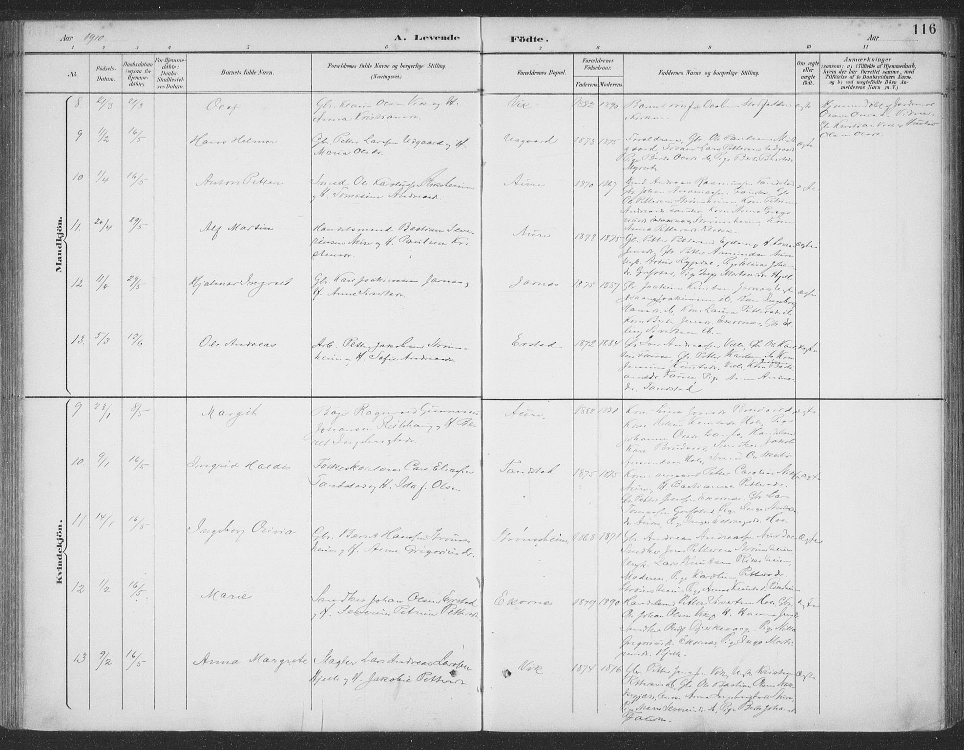 Ministerialprotokoller, klokkerbøker og fødselsregistre - Møre og Romsdal, AV/SAT-A-1454/523/L0335: Parish register (official) no. 523A02, 1891-1911, p. 116