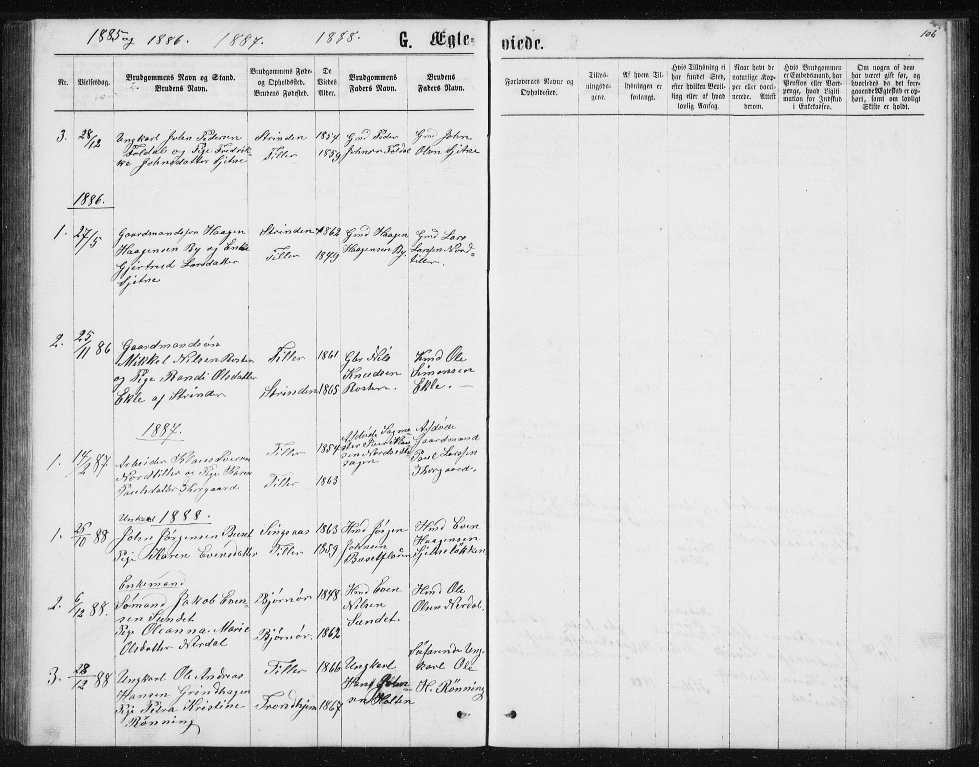Ministerialprotokoller, klokkerbøker og fødselsregistre - Sør-Trøndelag, SAT/A-1456/621/L0459: Parish register (copy) no. 621C02, 1866-1895, p. 106