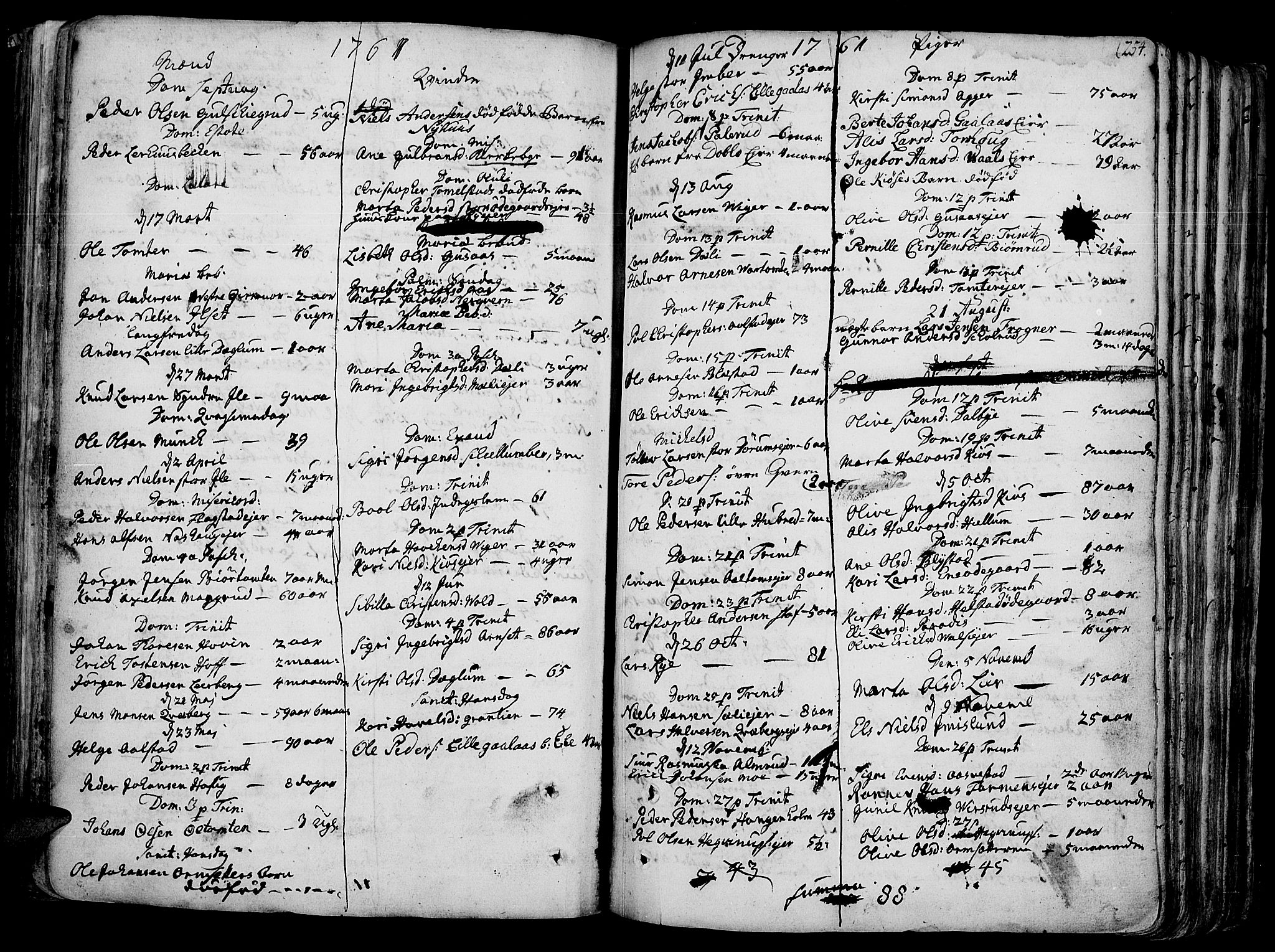 Vang prestekontor, Hedmark, AV/SAH-PREST-008/H/Ha/Haa/L0003: Parish register (official) no. 3, 1734-1809, p. 254