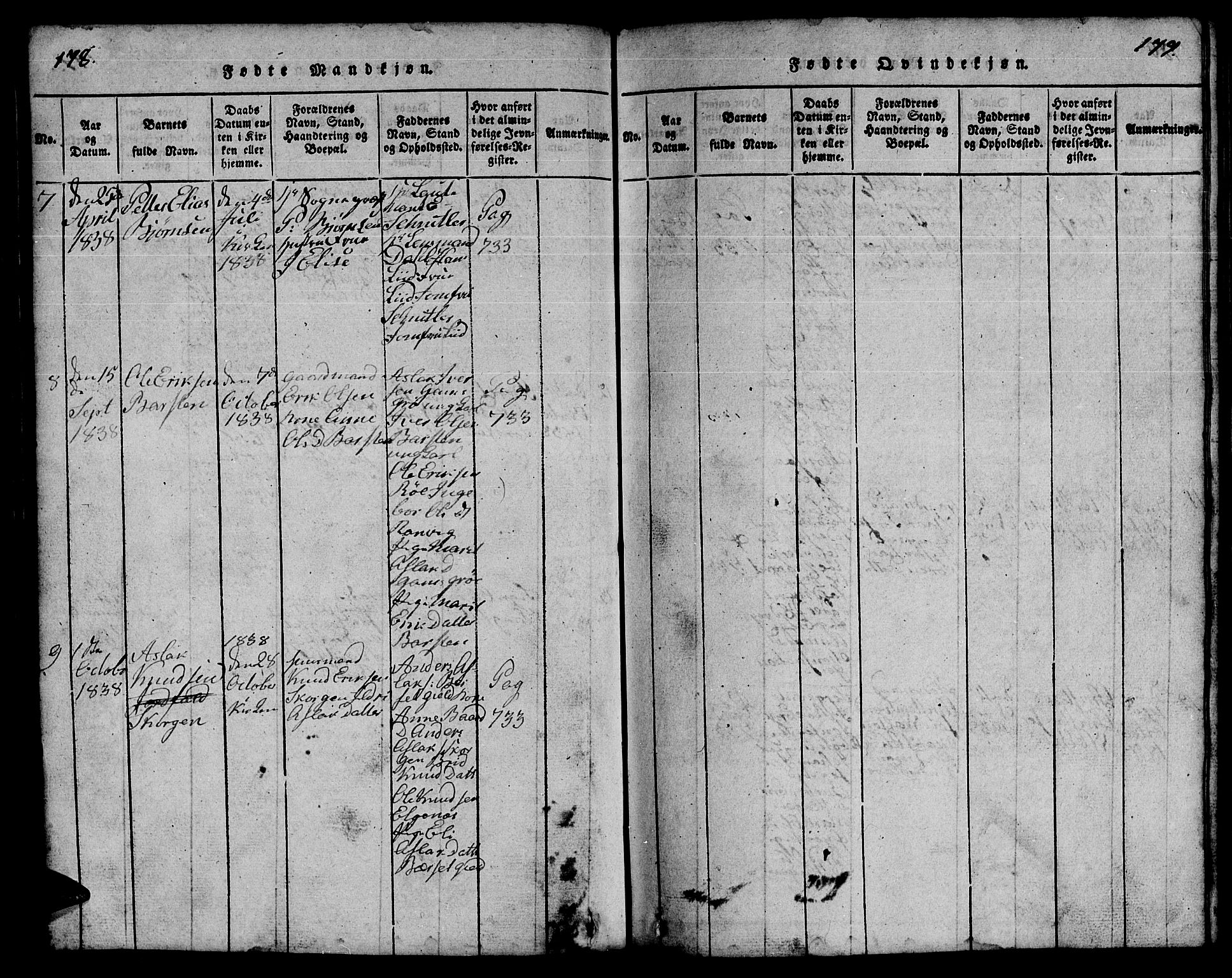 Ministerialprotokoller, klokkerbøker og fødselsregistre - Møre og Romsdal, SAT/A-1454/551/L0629: Parish register (copy) no. 551C01, 1818-1839, p. 178-179