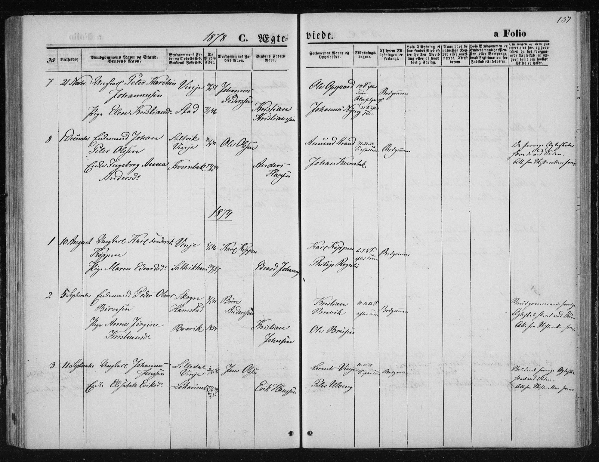 Ministerialprotokoller, klokkerbøker og fødselsregistre - Nord-Trøndelag, SAT/A-1458/733/L0324: Parish register (official) no. 733A03, 1870-1883, p. 137