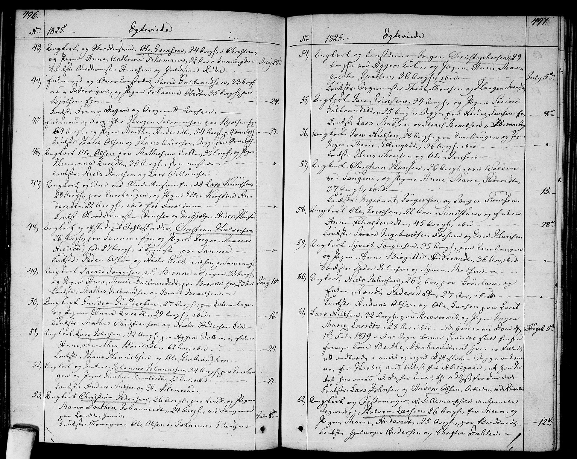 Aker prestekontor kirkebøker, AV/SAO-A-10861/F/L0012: Parish register (official) no. 12, 1819-1828, p. 496-497