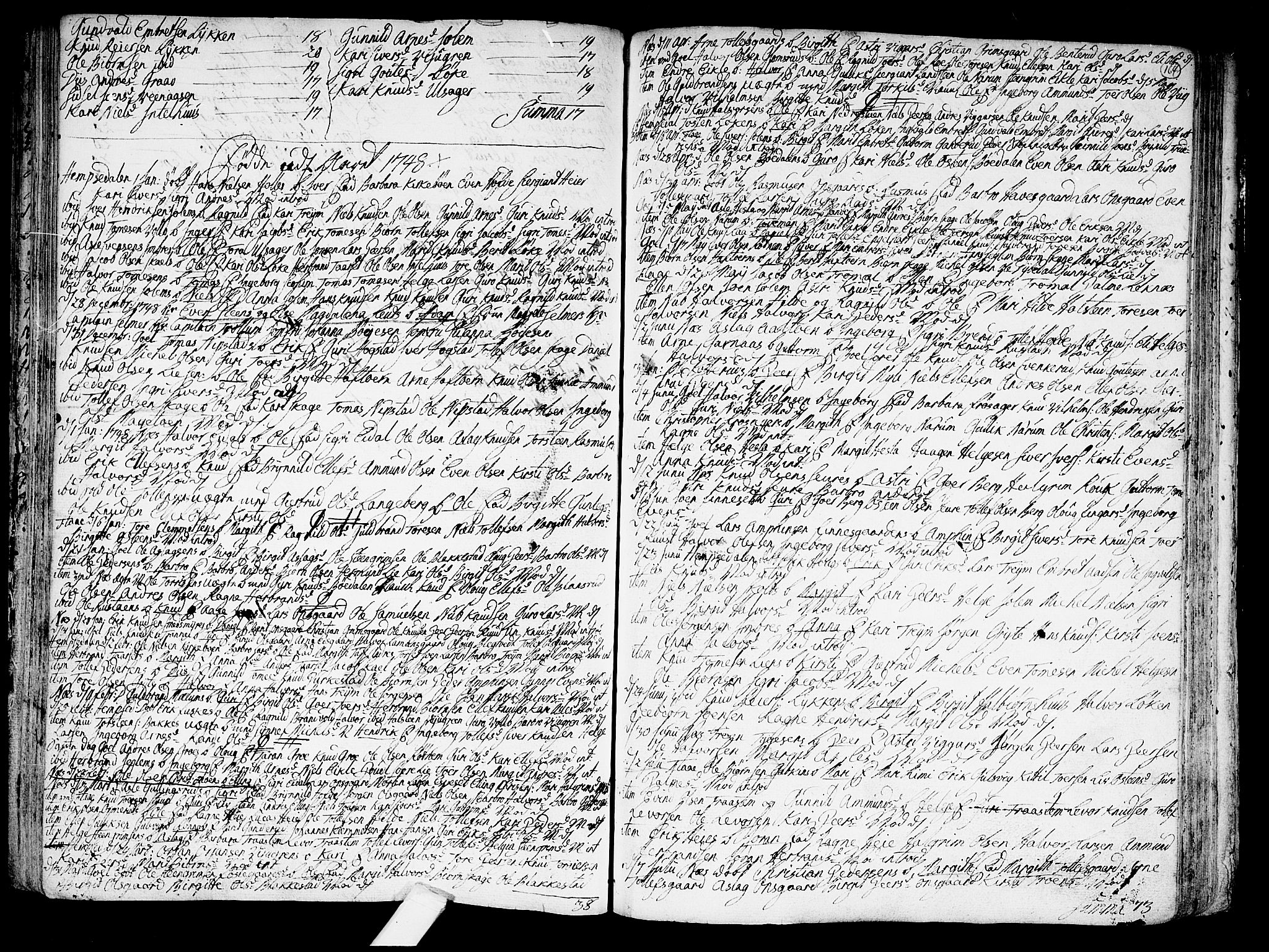 Nes kirkebøker, SAKO/A-236/F/Fa/L0002: Parish register (official) no. 2, 1707-1759, p. 164