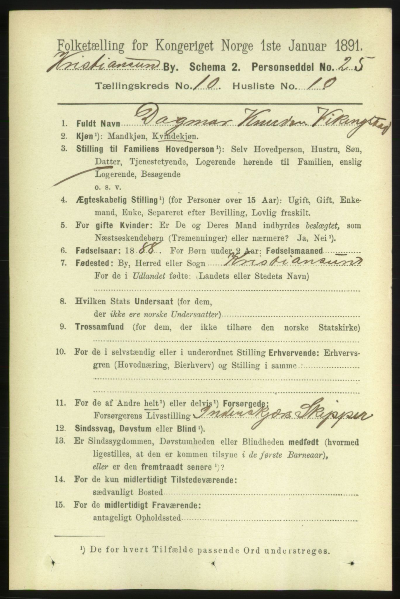 RA, 1891 census for 1503 Kristiansund, 1891, p. 8303