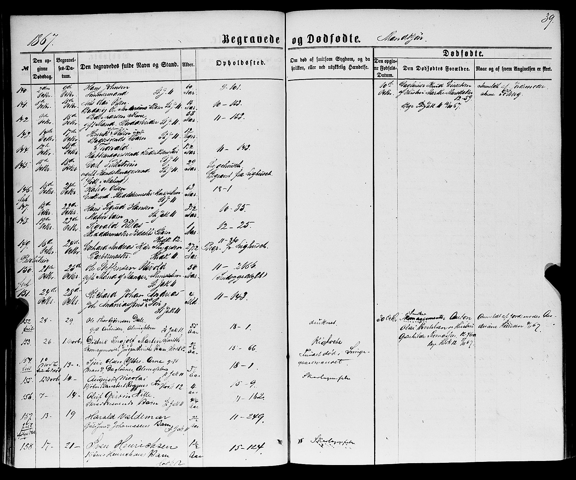 Domkirken sokneprestembete, AV/SAB-A-74801/H/Haa/L0042: Parish register (official) no. E 3, 1863-1876, p. 39