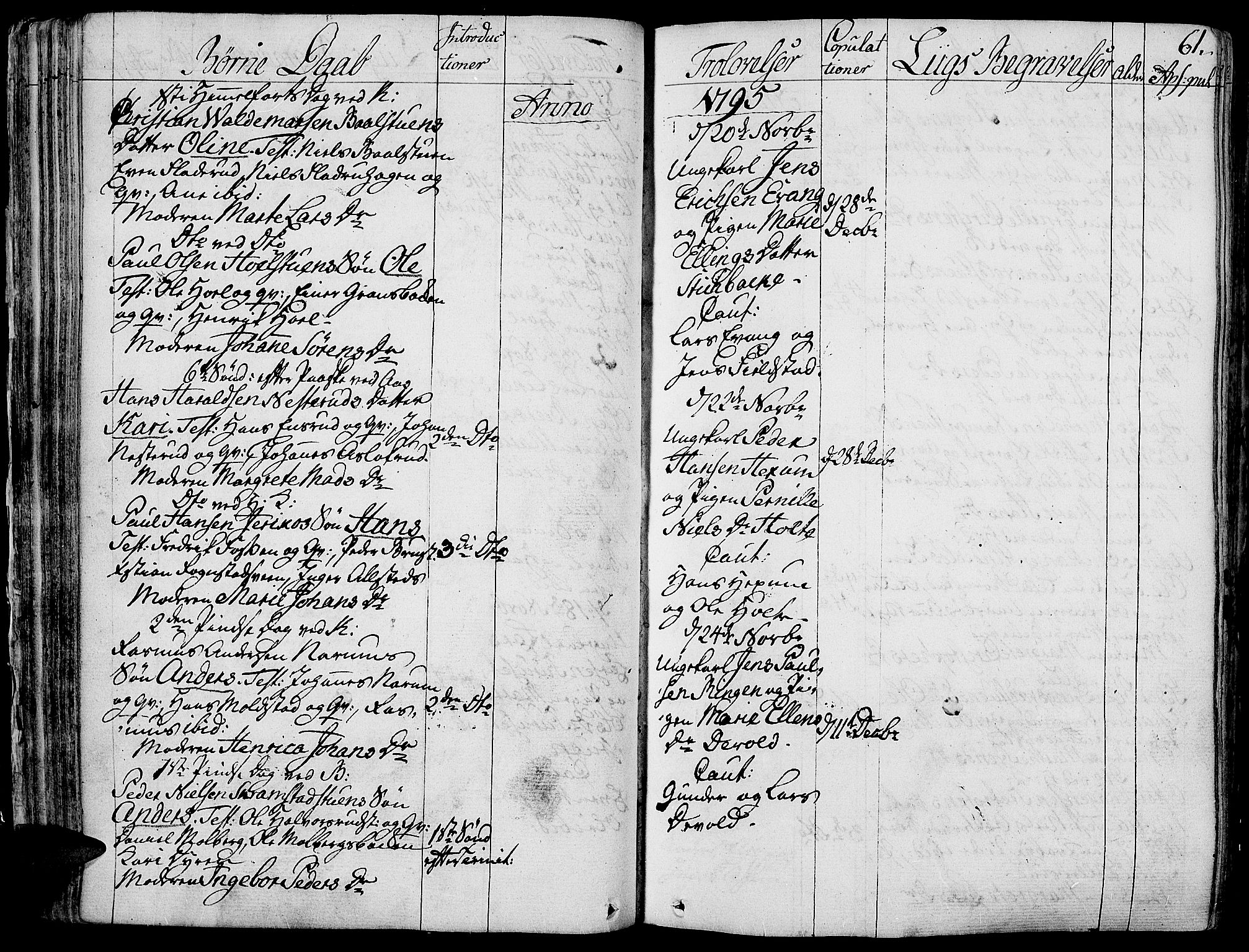 Toten prestekontor, SAH/PREST-102/H/Ha/Haa/L0007: Parish register (official) no. 7, 1794-1809, p. 61