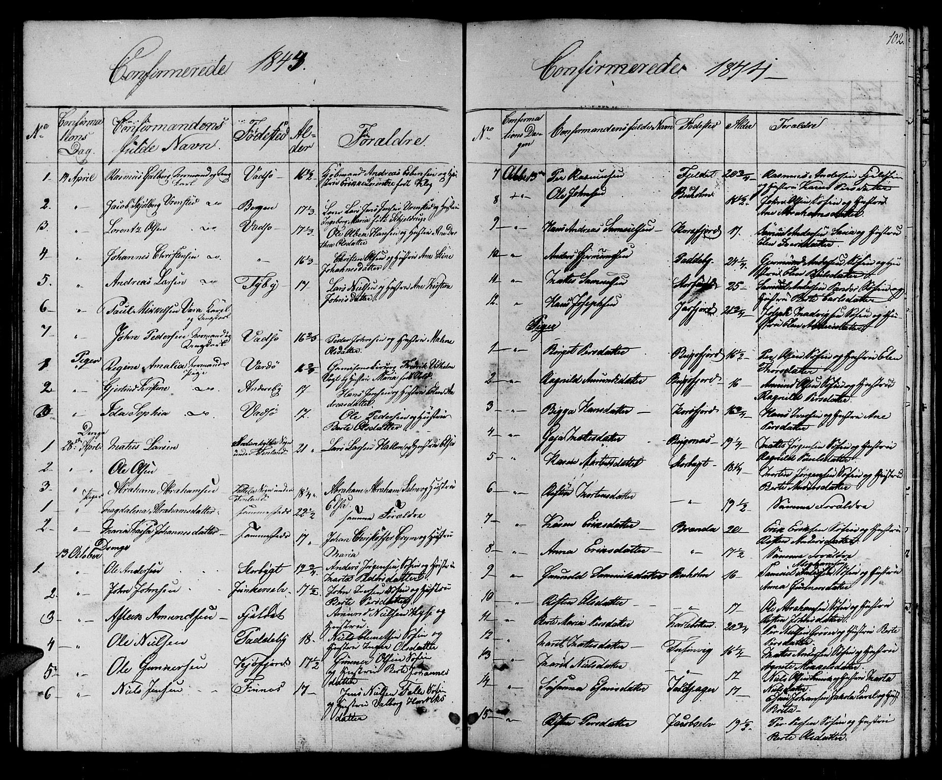 Vadsø sokneprestkontor, SATØ/S-1325/H/Hb/L0001klokker: Parish register (copy) no. 1, 1843-1853, p. 102