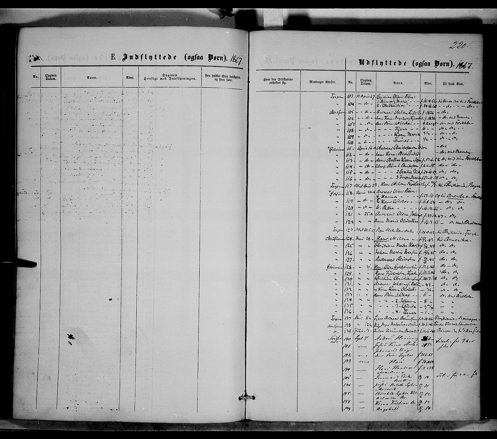 Nordre Land prestekontor, SAH/PREST-124/H/Ha/Haa/L0001: Parish register (official) no. 1, 1860-1871, p. 220