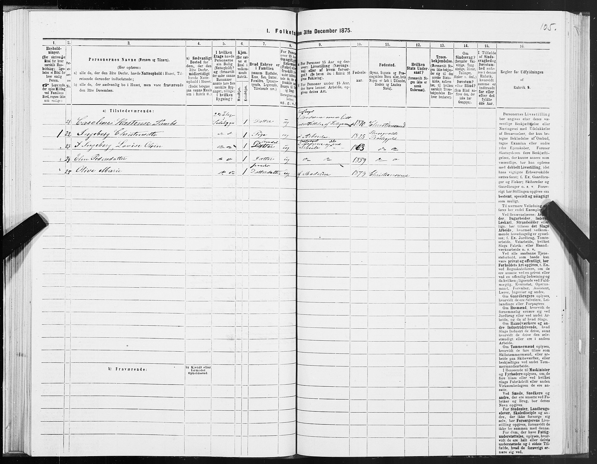 SAT, 1875 census for 1503B Kristiansund/Kristiansund, 1875, p. 2105