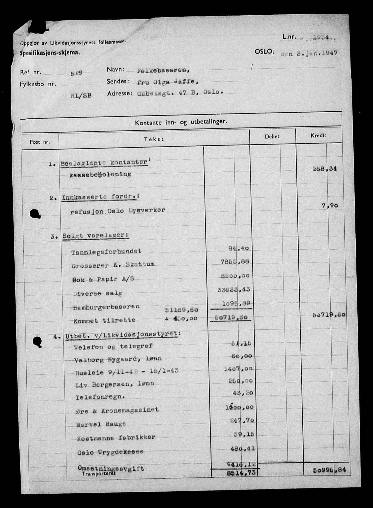 Justisdepartementet, Tilbakeføringskontoret for inndratte formuer, AV/RA-S-1564/H/Hc/Hcc/L0947: --, 1945-1947, p. 65