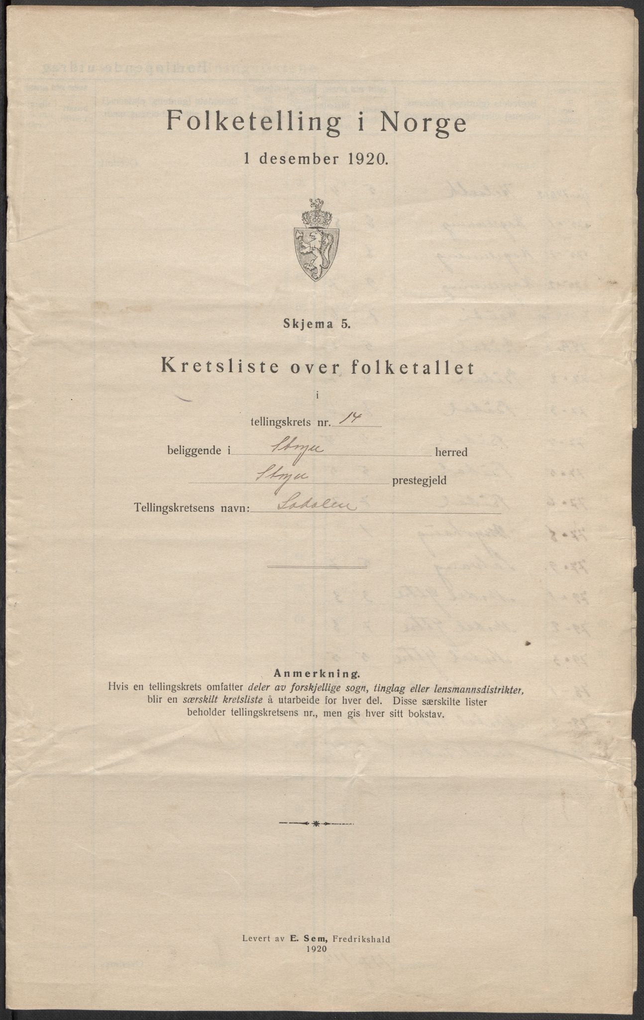 SAB, 1920 census for Stryn, 1920, p. 44